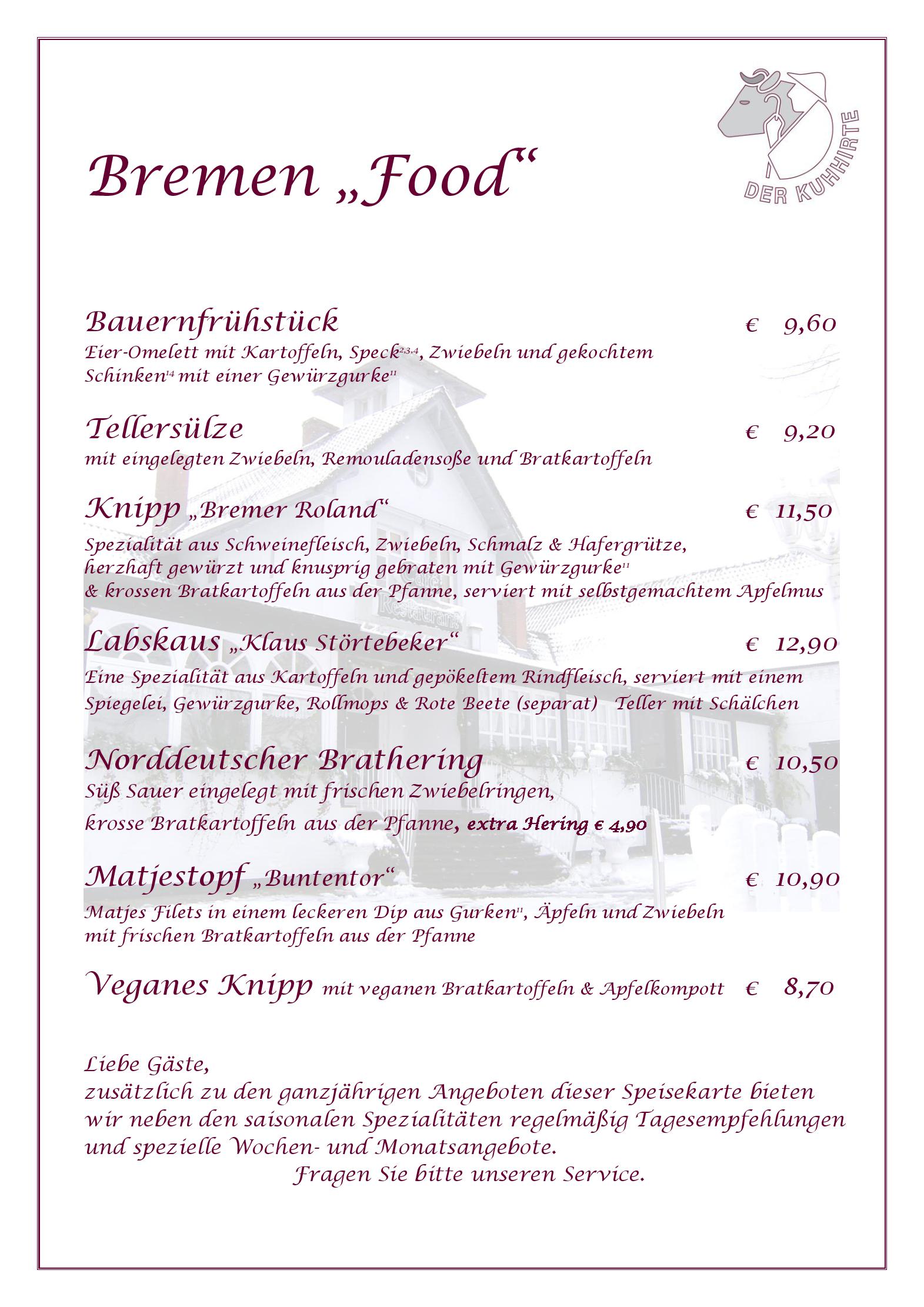 Speisekarte Der Kuhhirte in Bremen, Seite 22