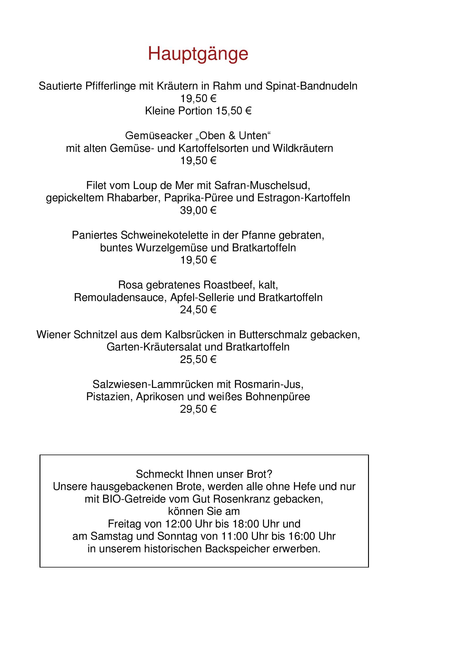 Speisekarte Auberge le Concarneau in Bielefeld, Seite 3