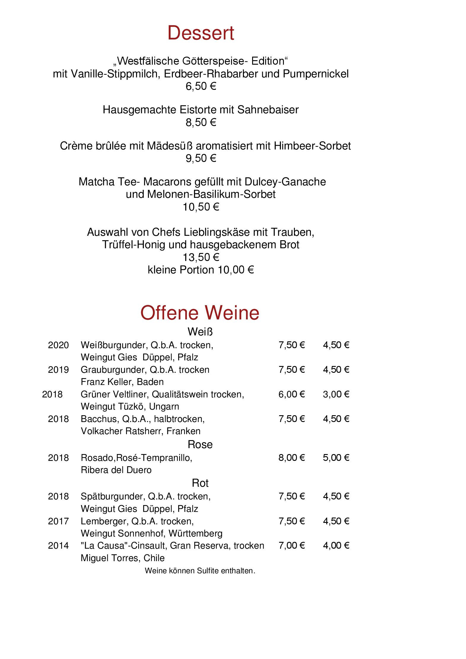 Speisekarte Auberge le Concarneau in Bielefeld, Seite 4