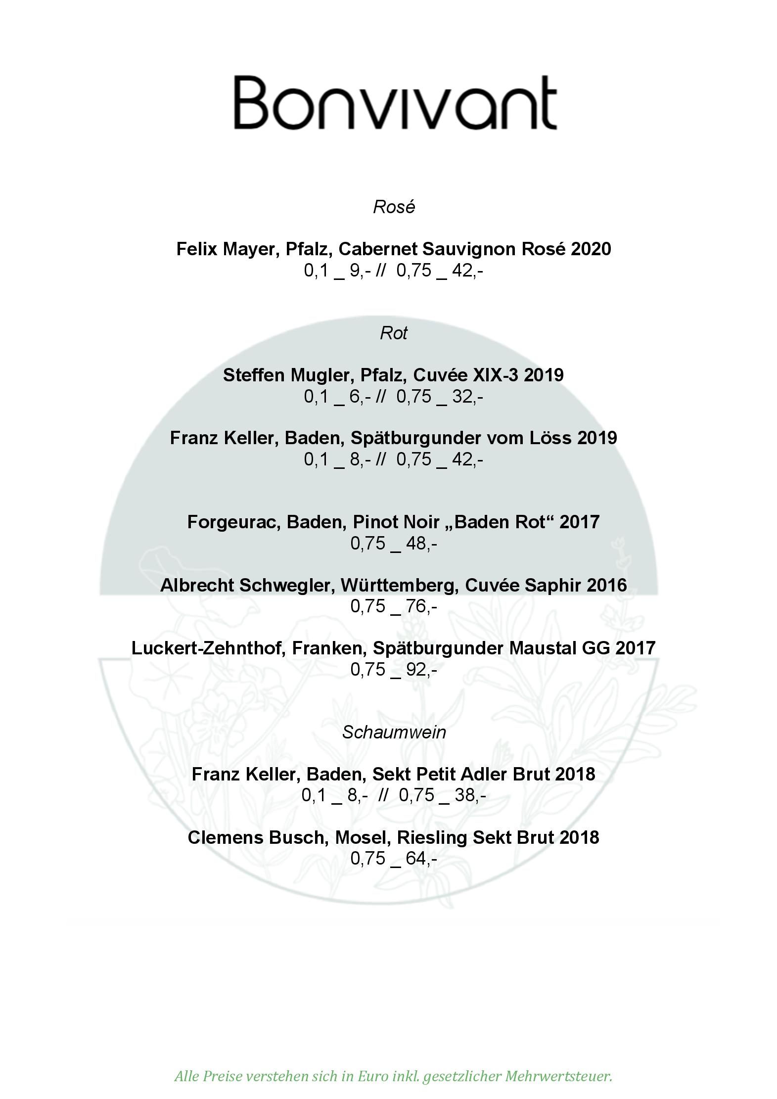 Speisekarte Bonvivant in berlin, Seite 40