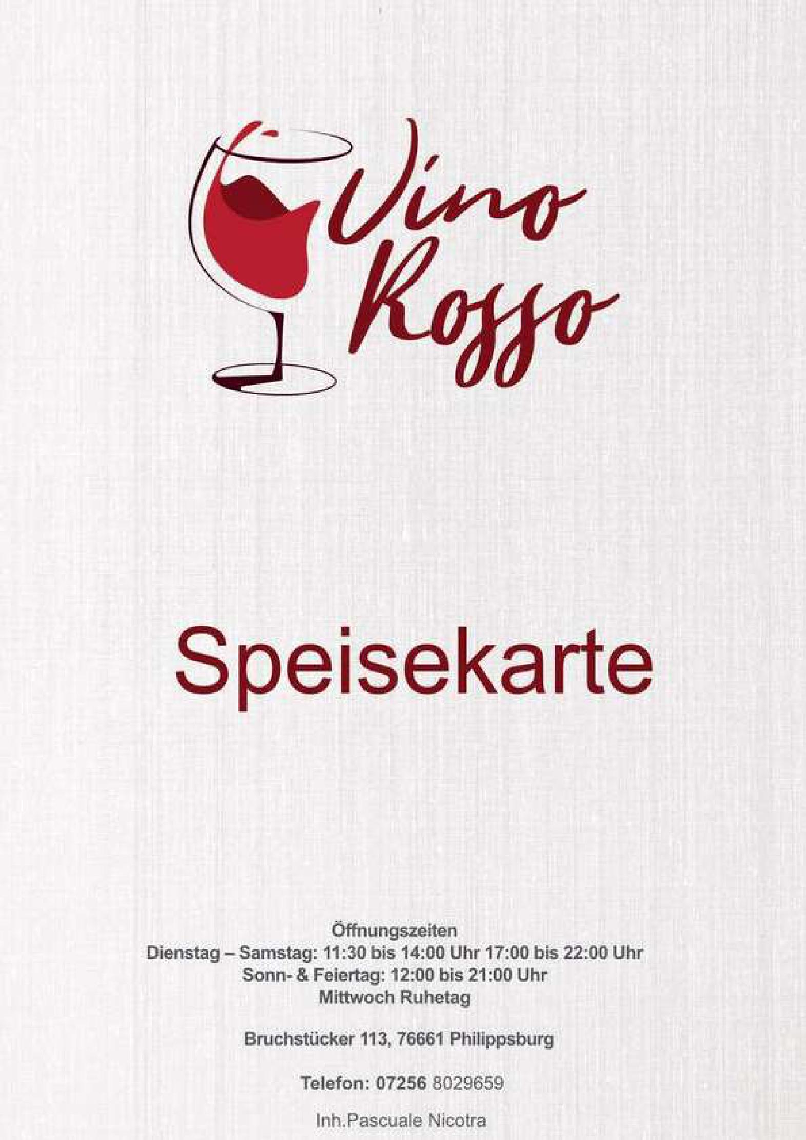 Speisekarte Ristorante Vino Rosso in Philippsburg, Seite 1