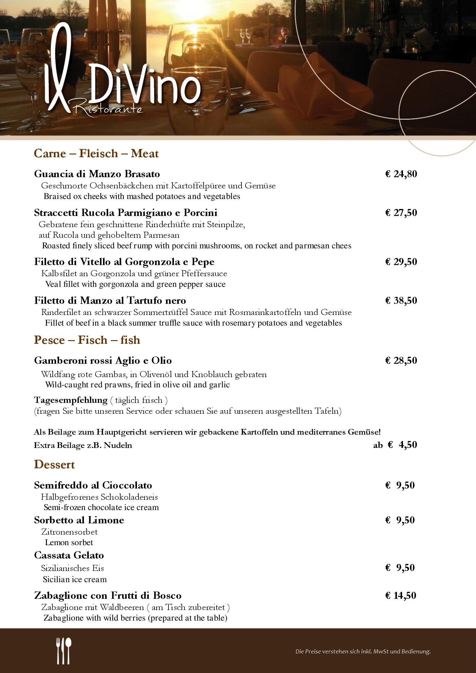 Speisekarte Il divino in Münster, Seite 3