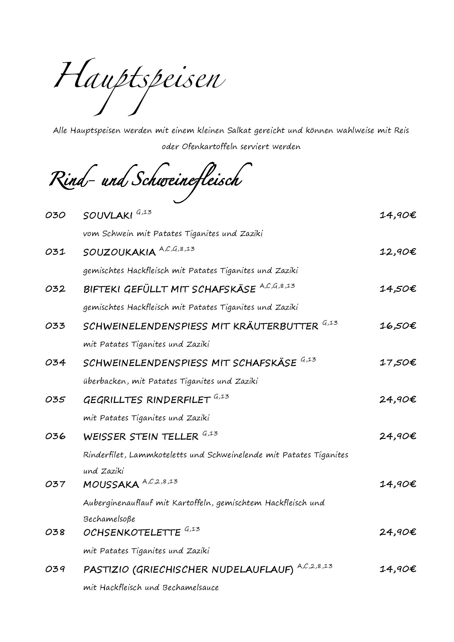 Speisekarte Weisser Stein in Heidelberg, Seite 4