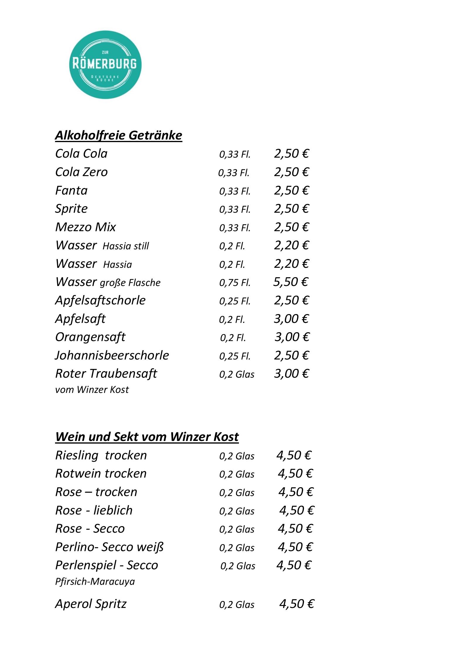Speisekarte Gaststätte Zur Römerburg in Michelstadt, Seite 3