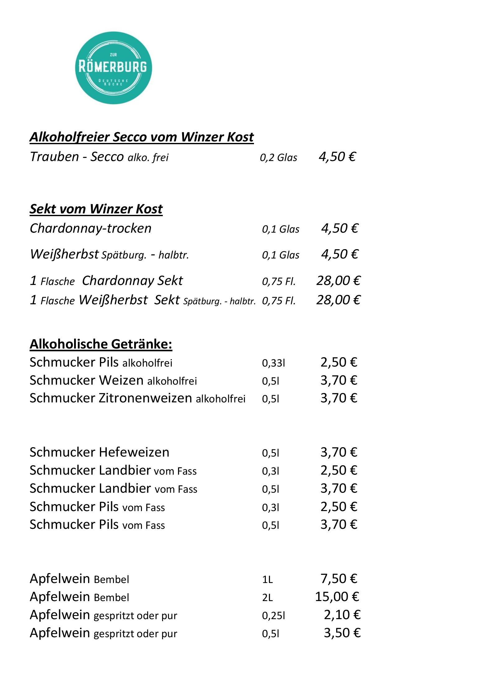 Speisekarte Gaststätte Zur Römerburg in Michelstadt, Seite 4