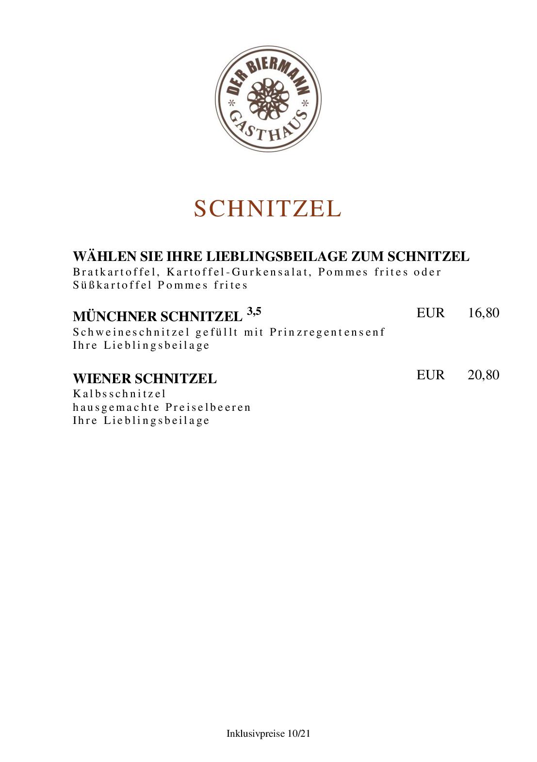 Speisekarte Gasthaus DER BIERMANN in München, Seite 4