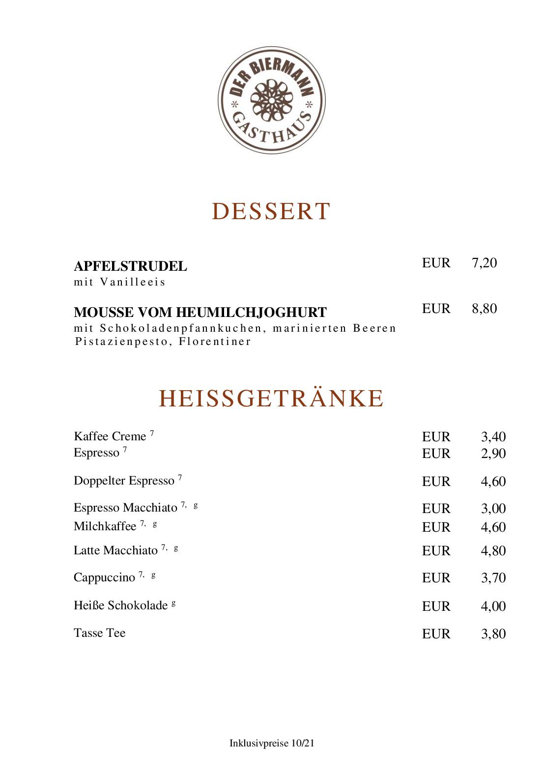 Speisekarte Gasthaus DER BIERMANN in München, Seite 5