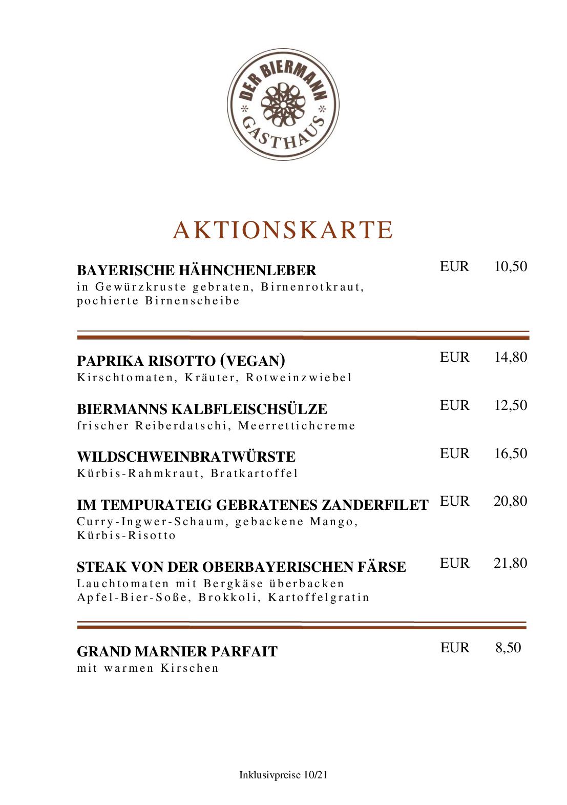 Speisekarte Gasthaus DER BIERMANN in München, Seite 6