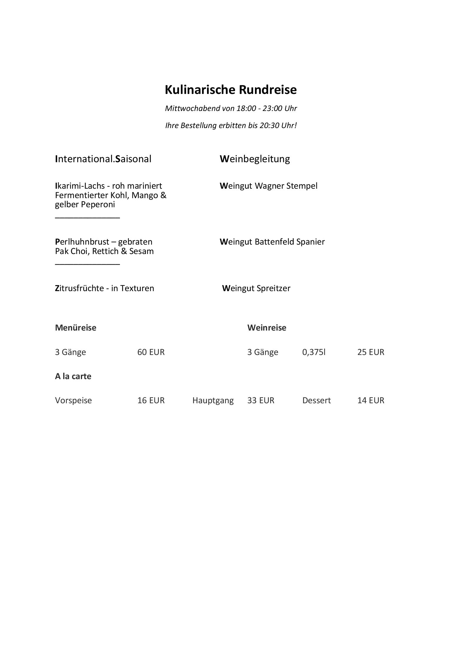 Speisekarte Restaurant & ****Hotel HÖERHOF in Idstein, Seite 2
