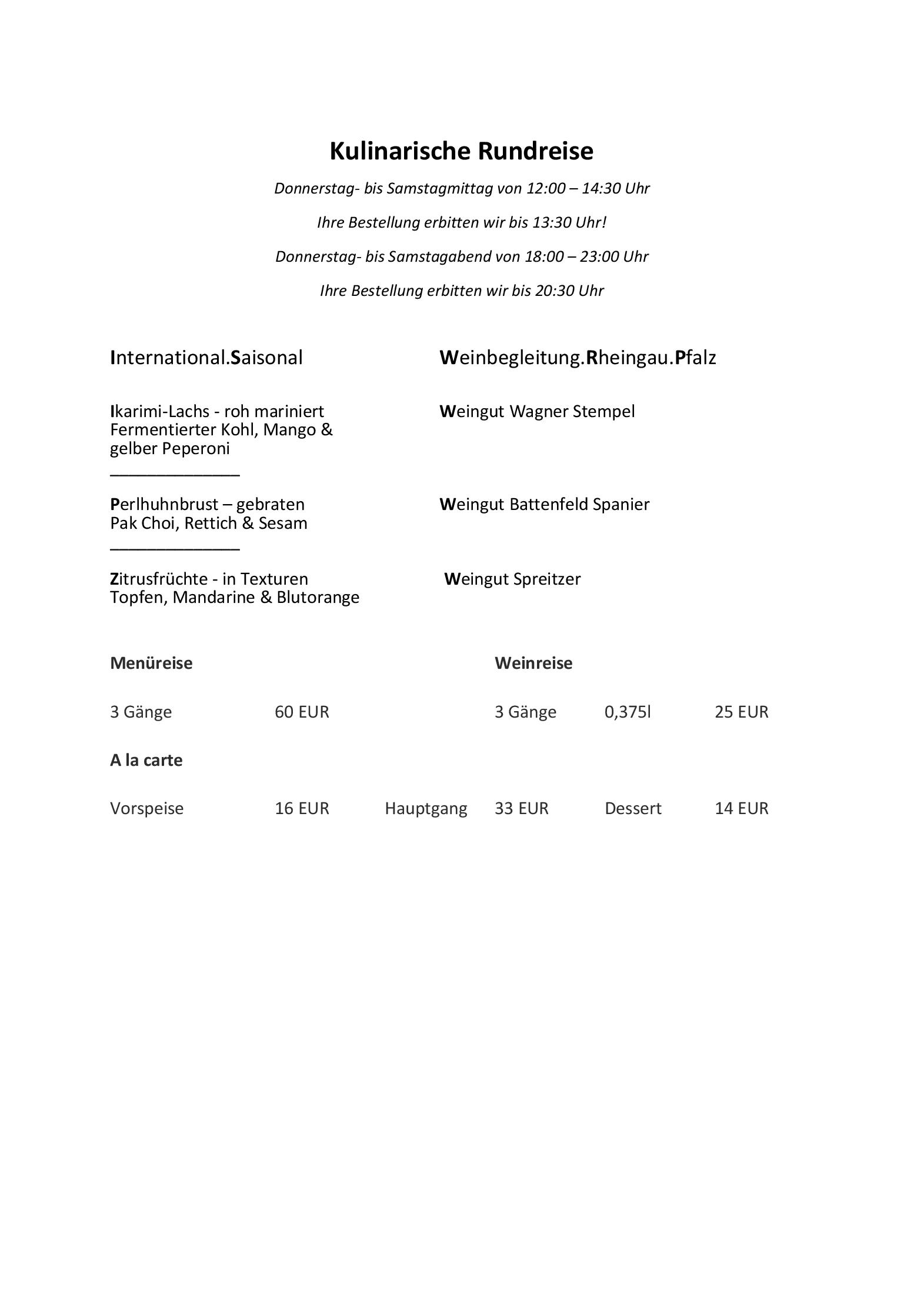 Speisekarte Restaurant & ****Hotel HÖERHOF in Idstein, Seite 4