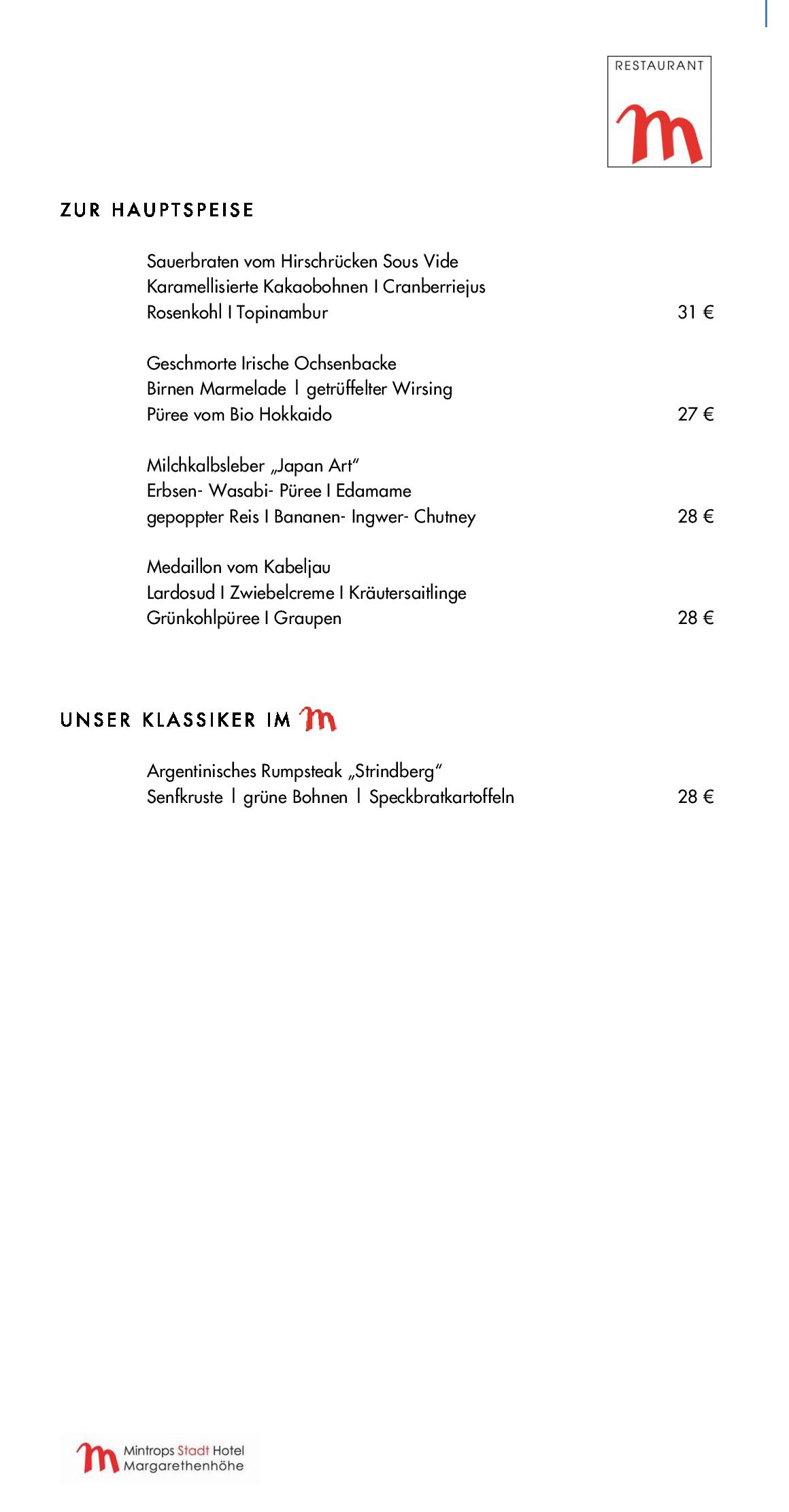 Speisekarte Mintrops Stadt Hotel - Restaurant M in Essen, Seite 69