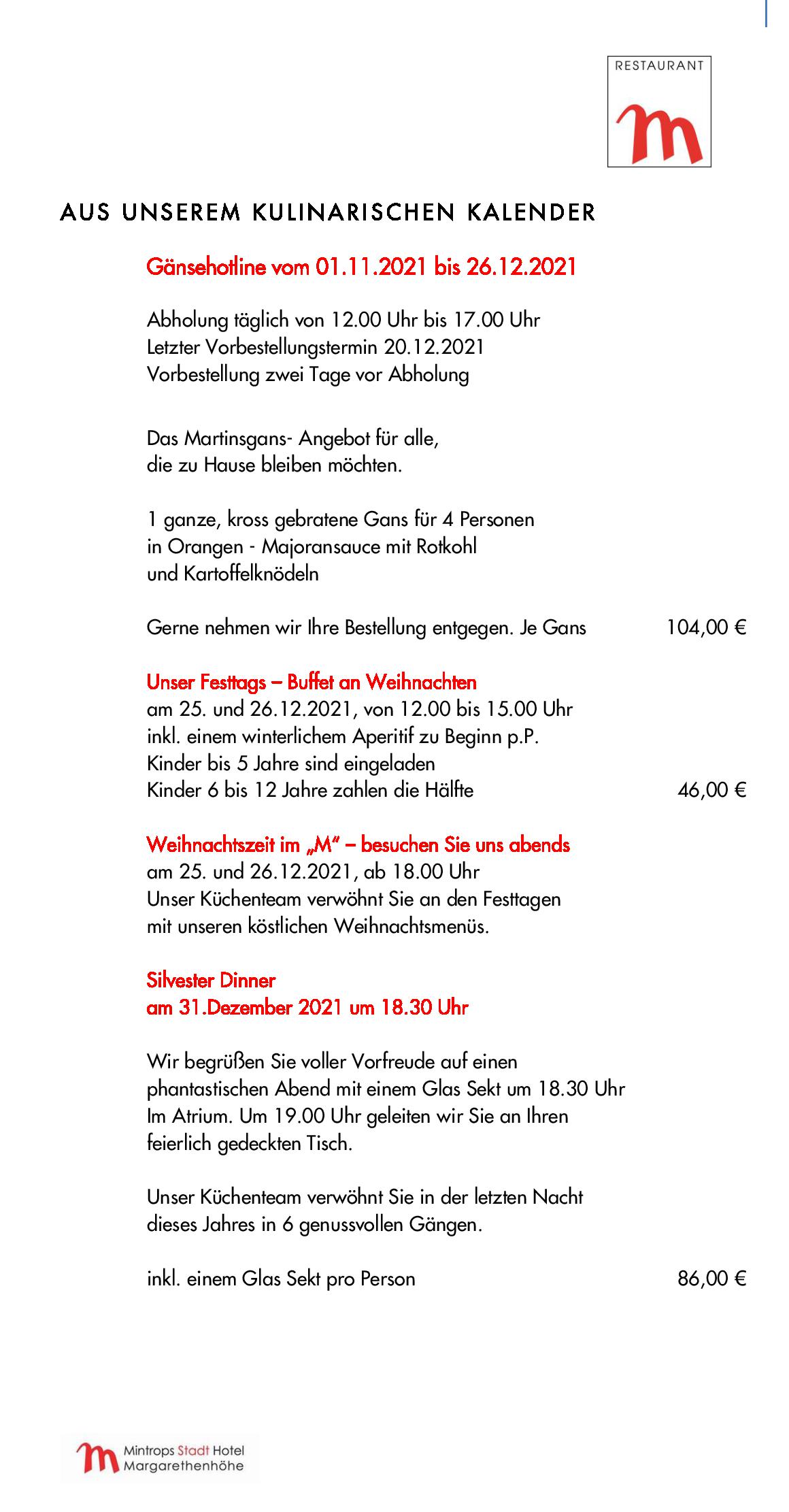 Speisekarte Mintrops Stadt Hotel - Restaurant M in Essen, Seite 71