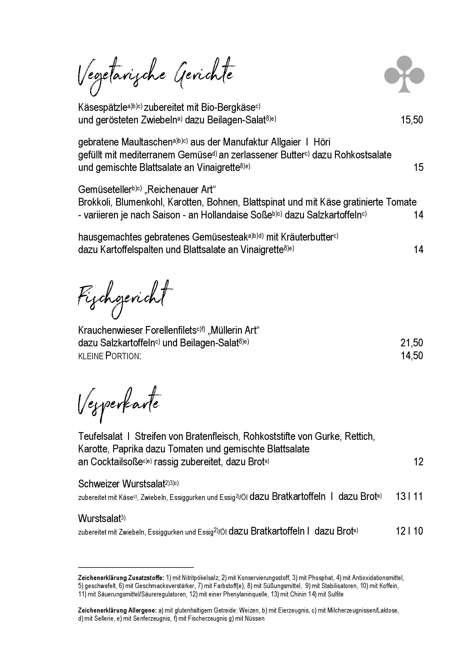 Speisekarte Landgasthof Kreuz in Konstanz, Seite 4