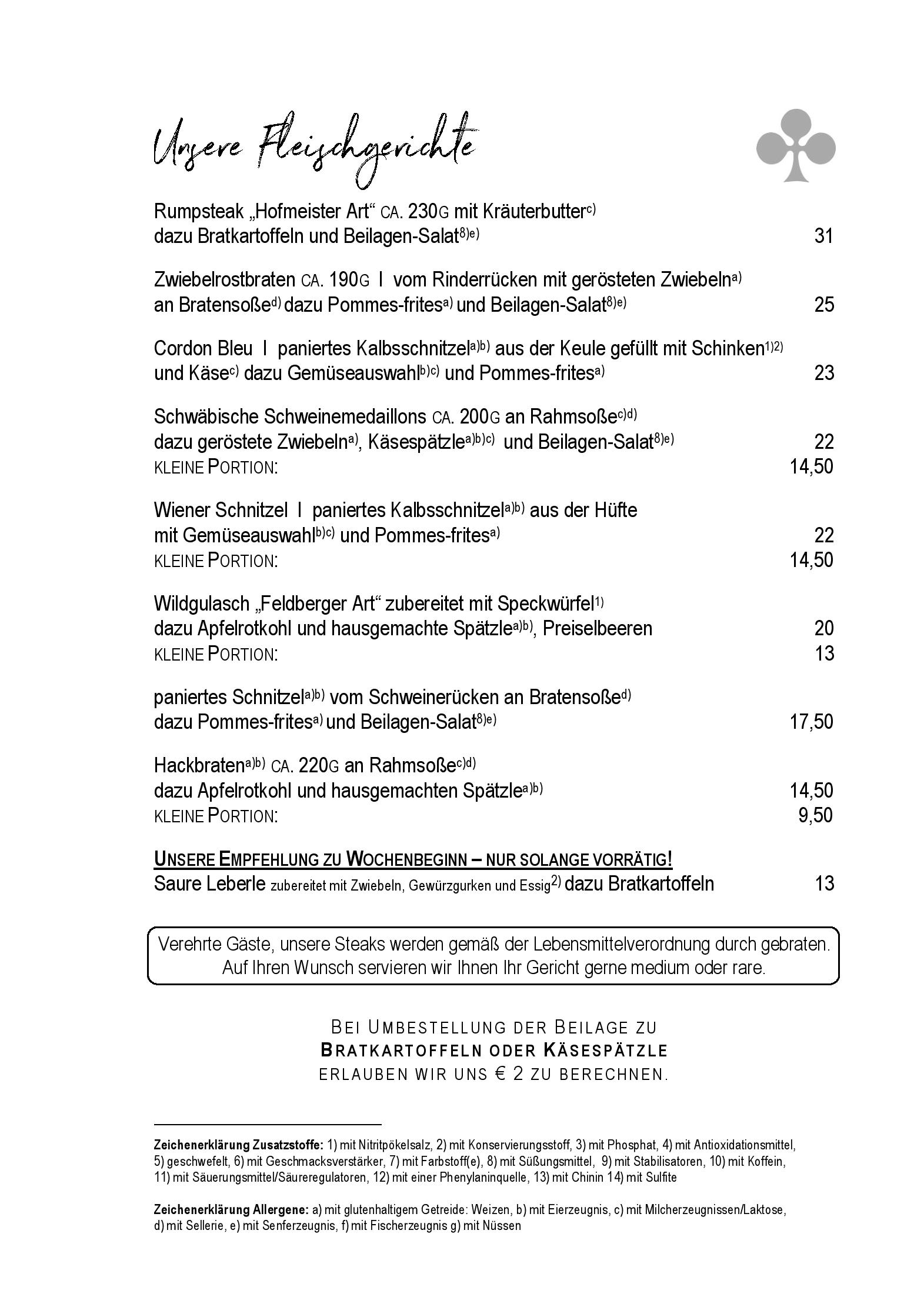 Speisekarte Landgasthof Kreuz in Konstanz, Seite 5