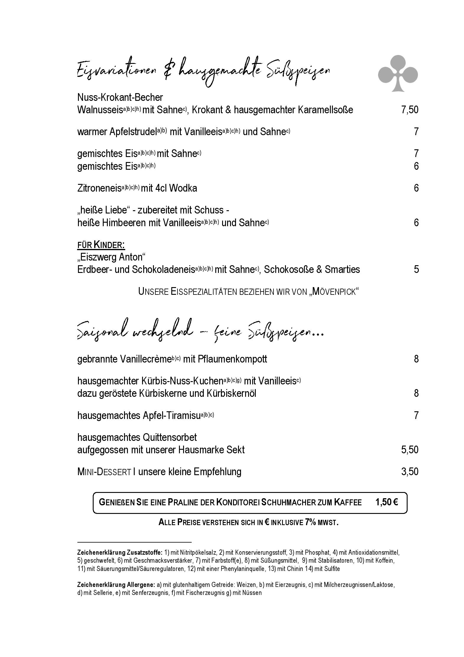 Speisekarte Landgasthof Kreuz in Konstanz, Seite 6