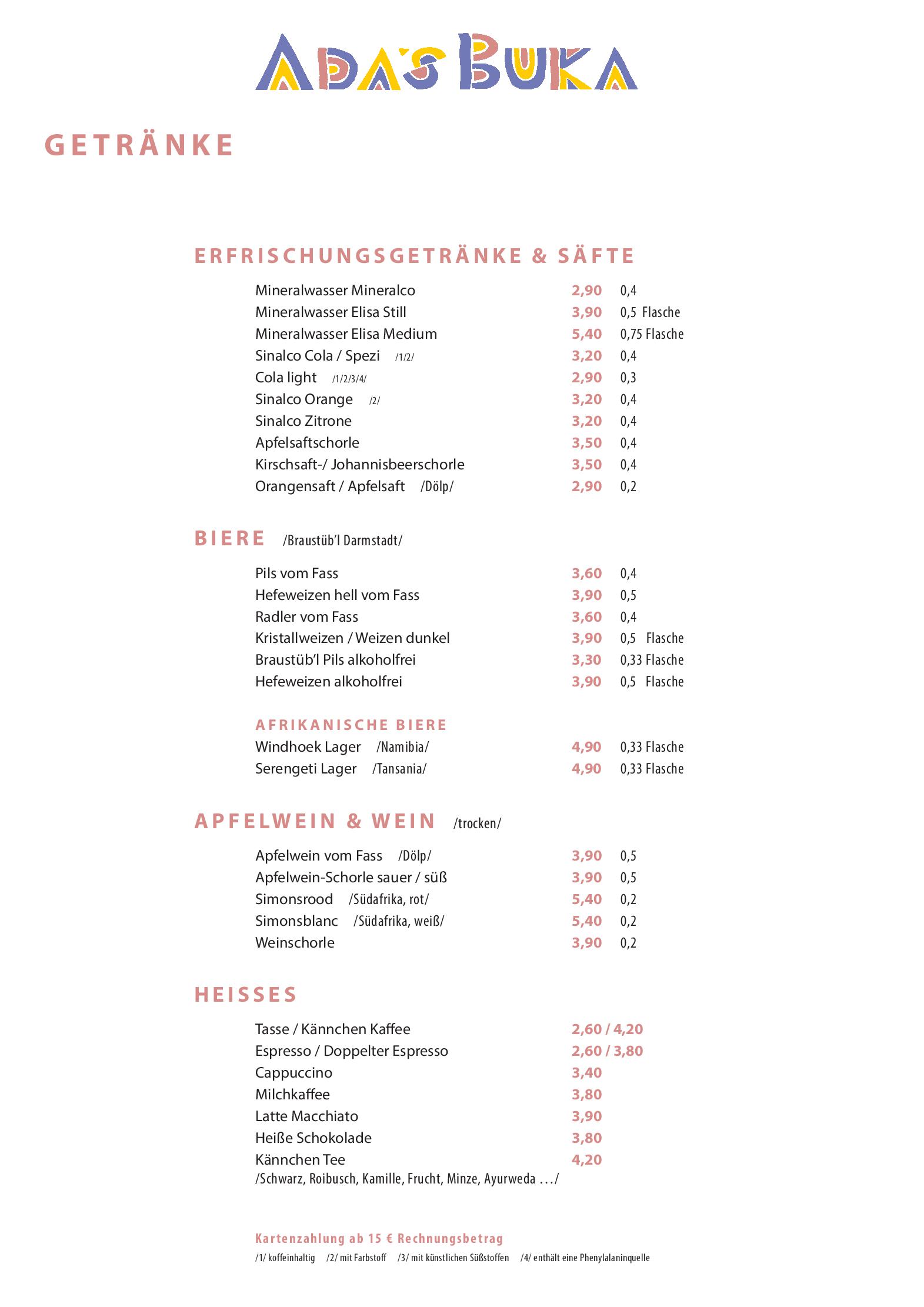 Speisekarte Ada&quots Buka in Lautertal, Seite 3