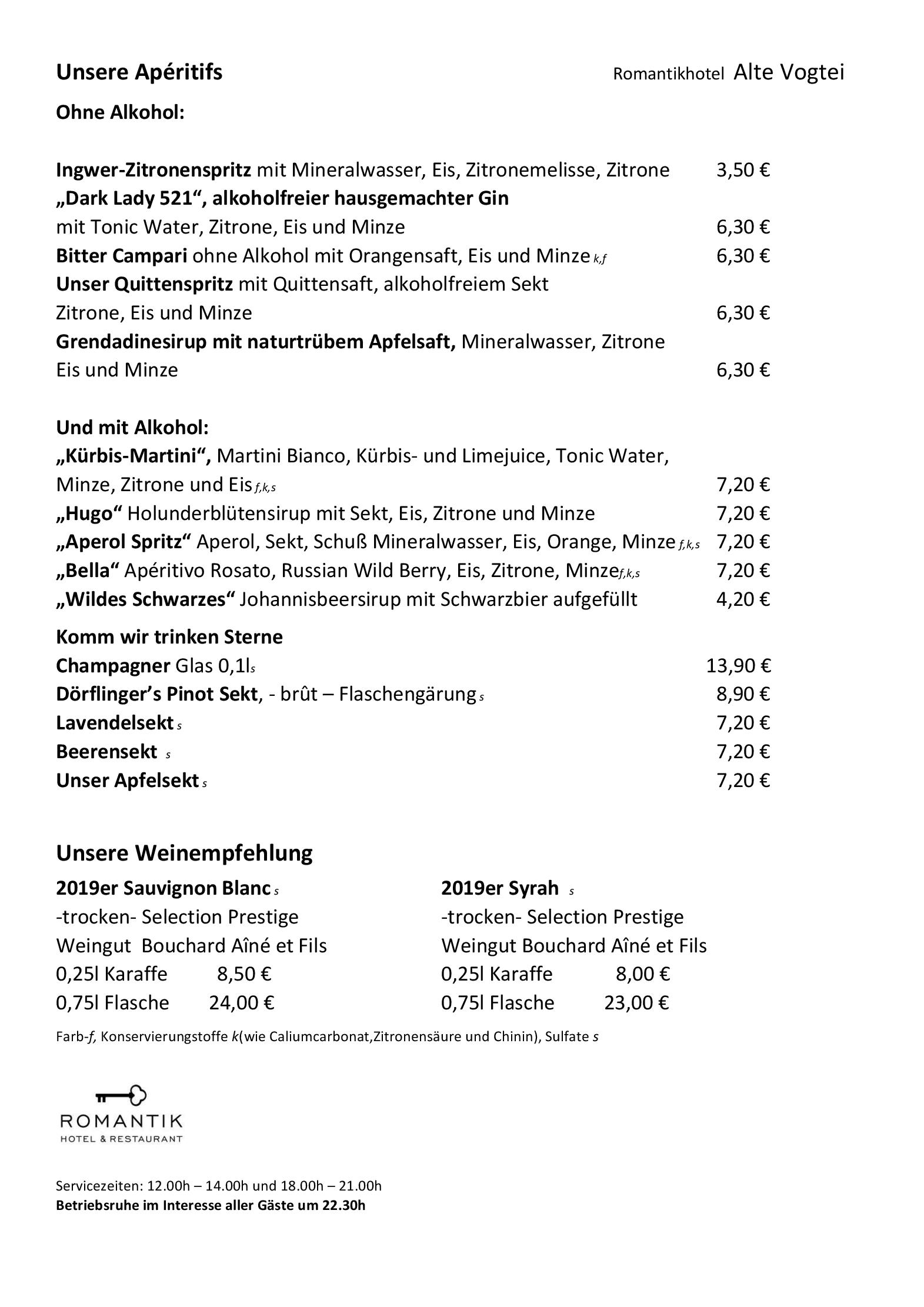 Speisekarte Alte Vogtei in Hamm, Seite 4
