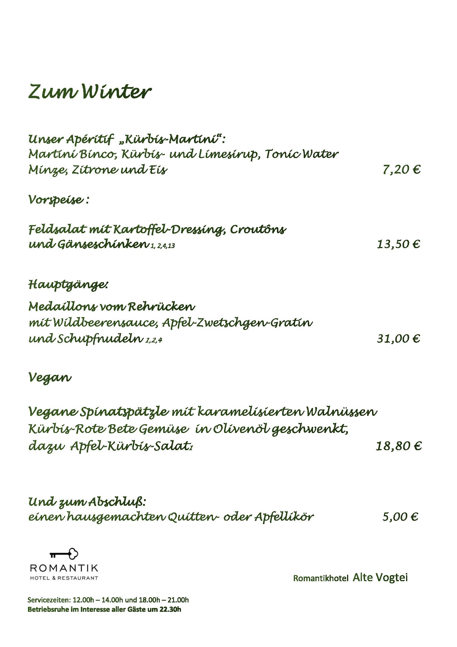 Speisekarte Alte Vogtei in Hamm, Seite 5