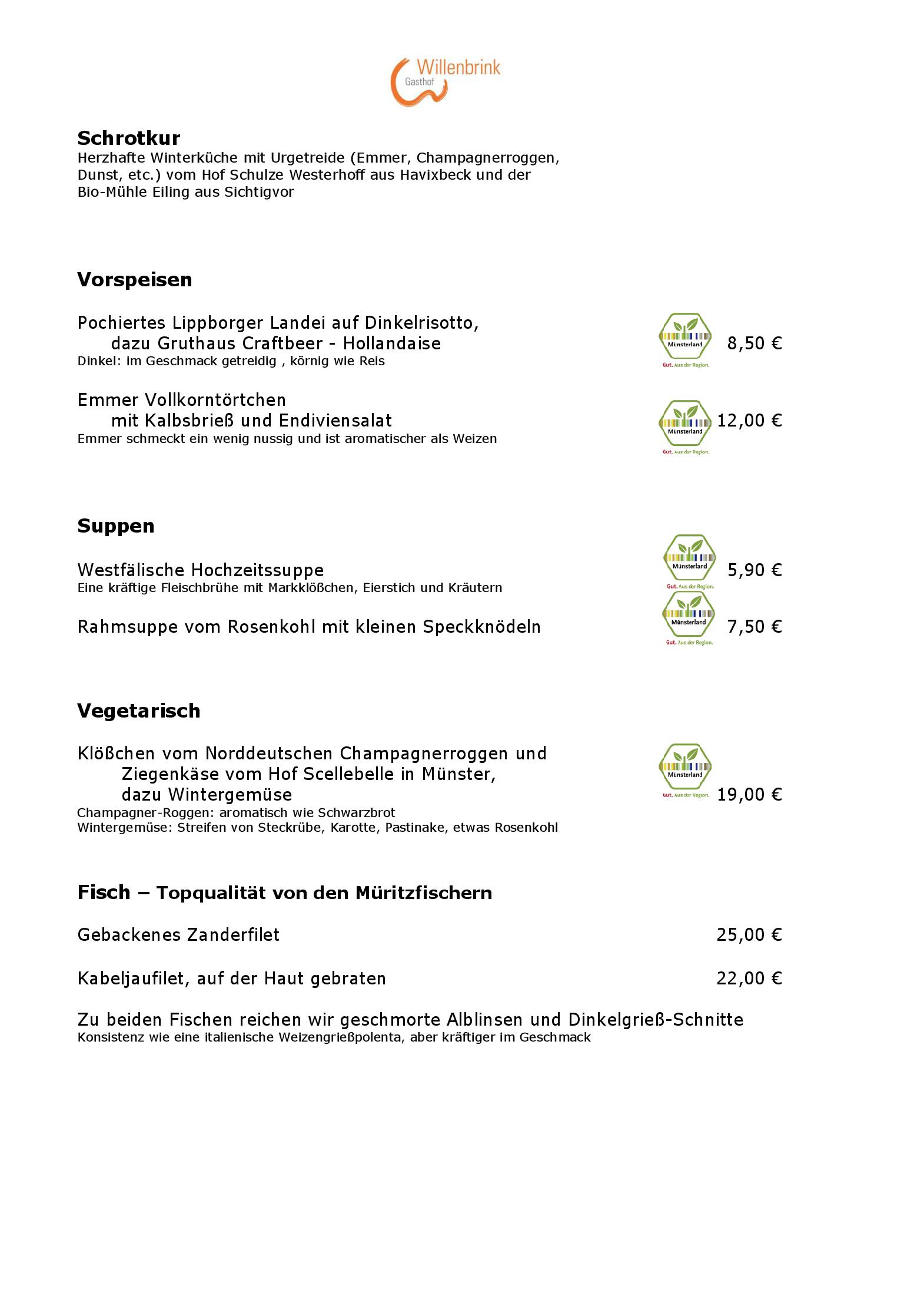 Speisekarte Gasthof Willenbrink in Lippetal, Seite 14