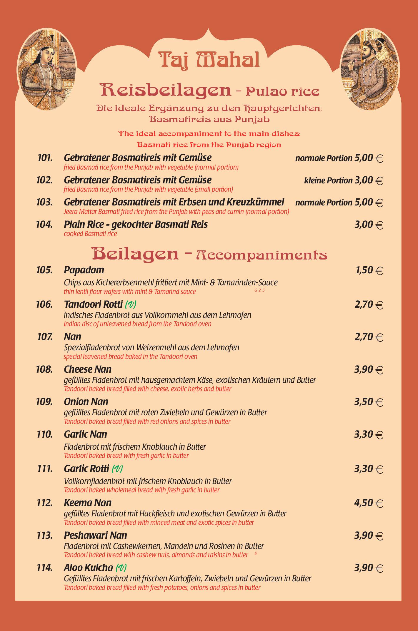 Speisekarte Taj Mahal in Hannover, Seite 10