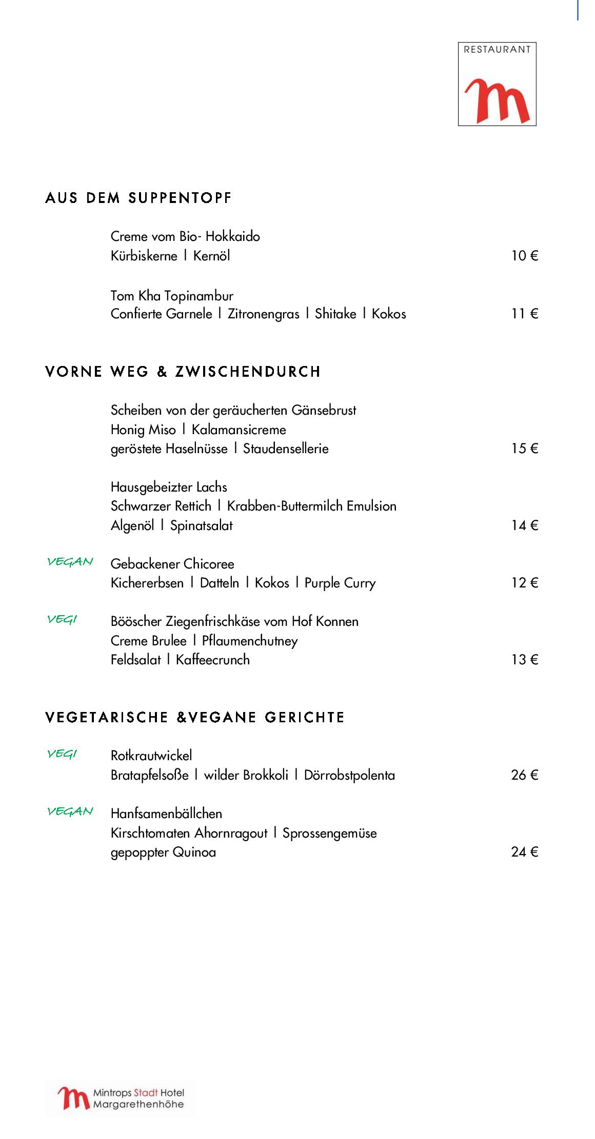 Speisekarte Mintrops Stadt Hotel - Restaurant M in Essen, Seite 76