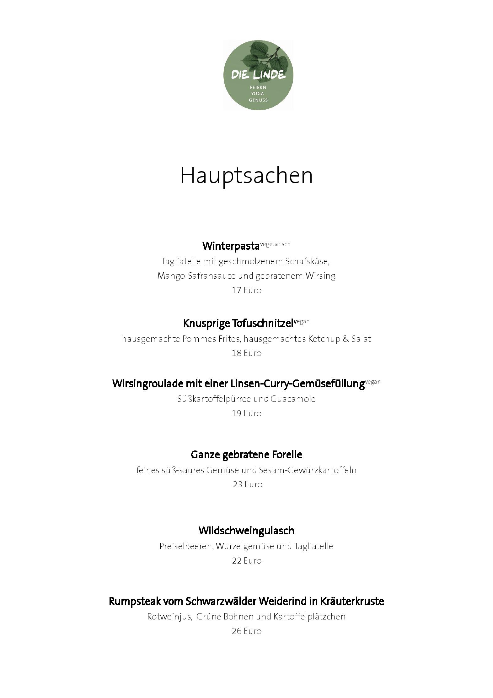Speisekarte Linde Restaurant in Heidelberg, Seite 3