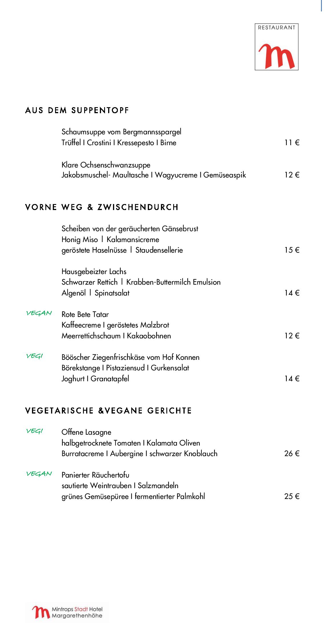 Speisekarte Mintrops Stadt Hotel - Restaurant M in Essen, Seite 83