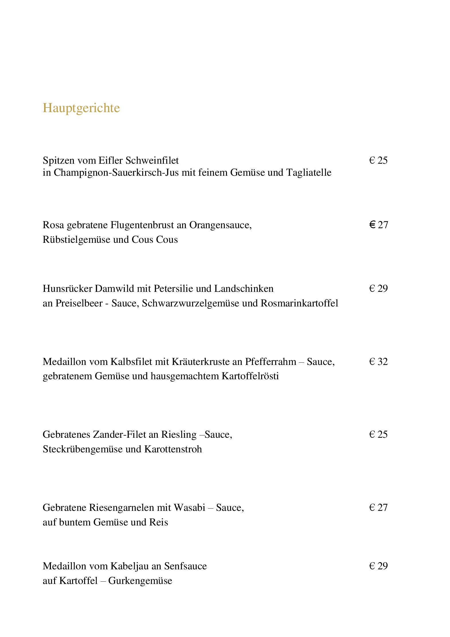 Speisekarte Hotel Schloss Rheinfels - Restaurant Auf Scharffeneck  in Sankt Goar, Seite 5