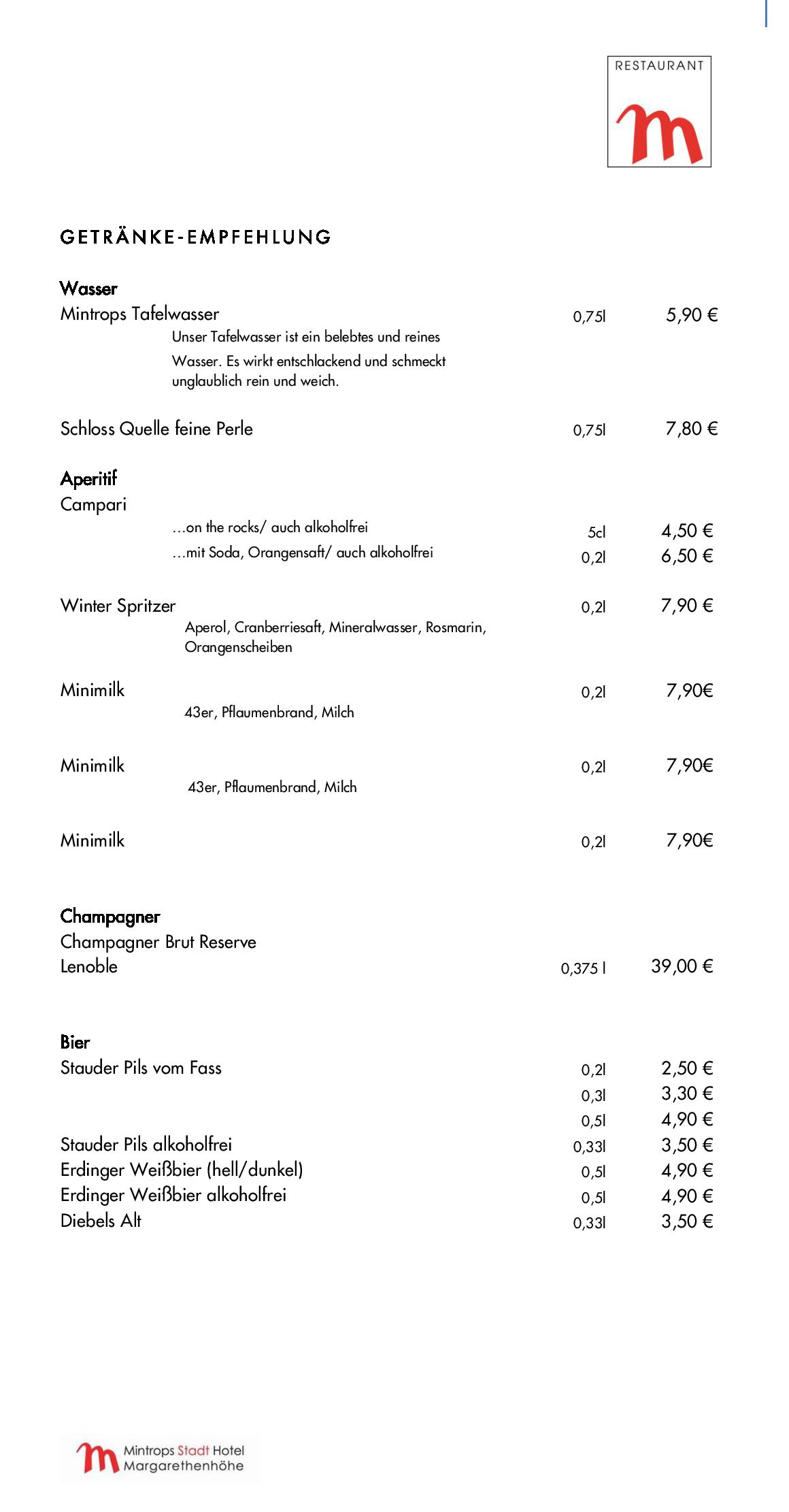 Speisekarte Mintrops Stadt Hotel - Restaurant M in Essen, Seite 87
