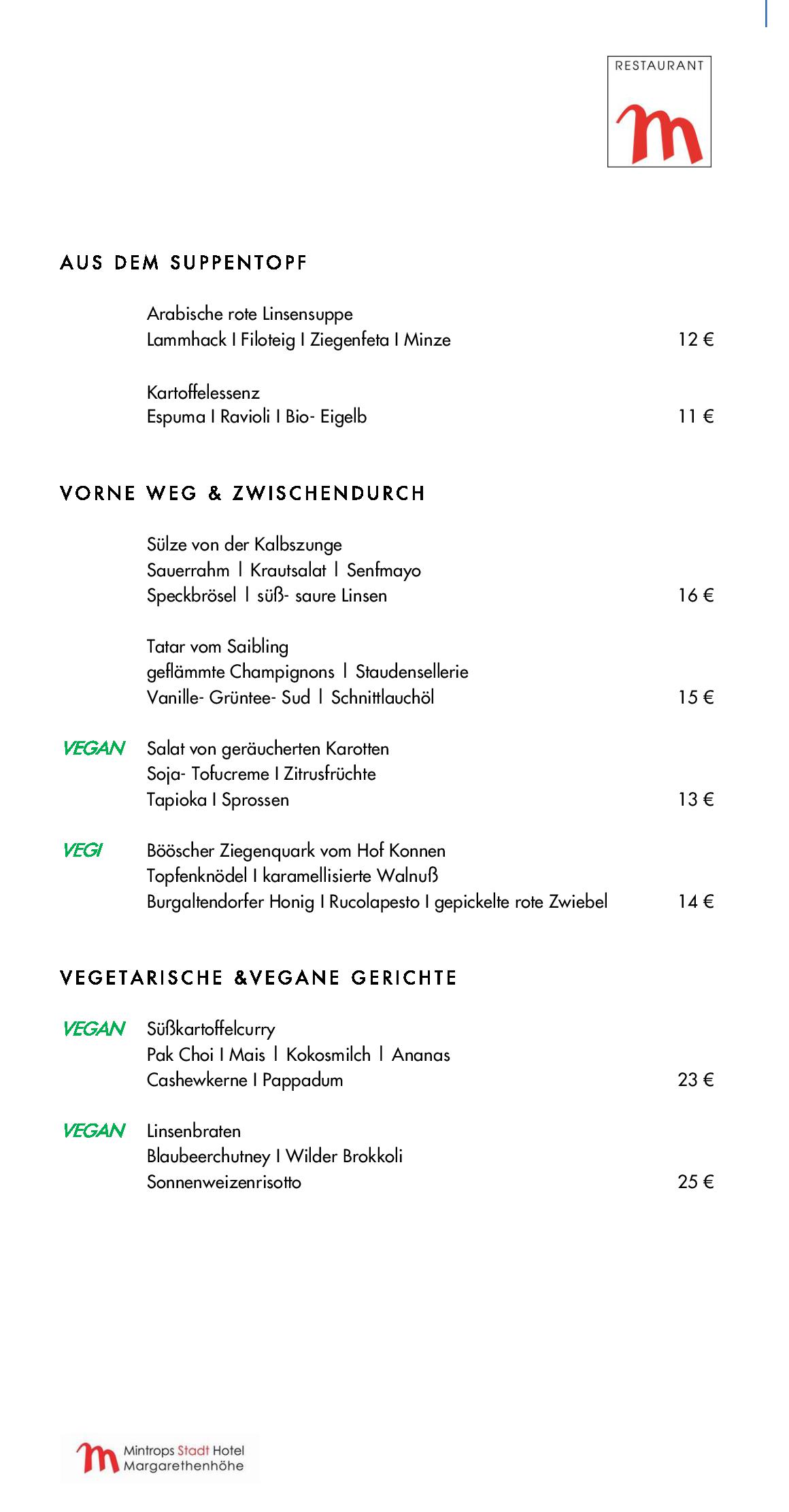 Speisekarte Mintrops Stadt Hotel - Restaurant M in Essen, Seite 90