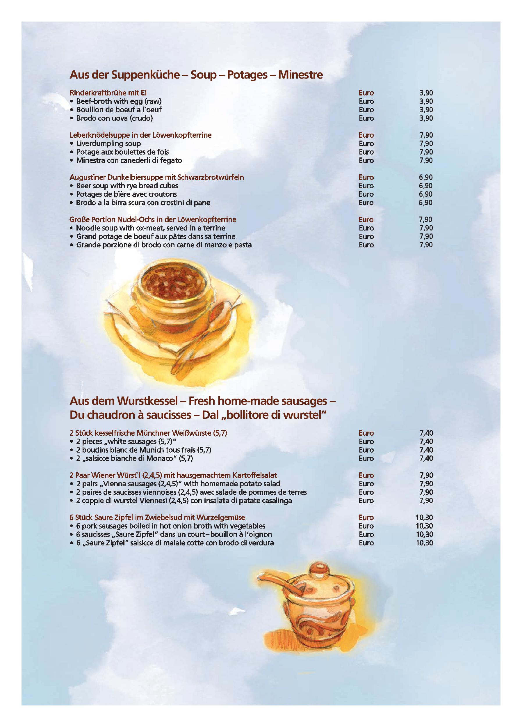 Speisekarte Nürnberger Bratwurst Glöckl am Dom in München, Seite 13