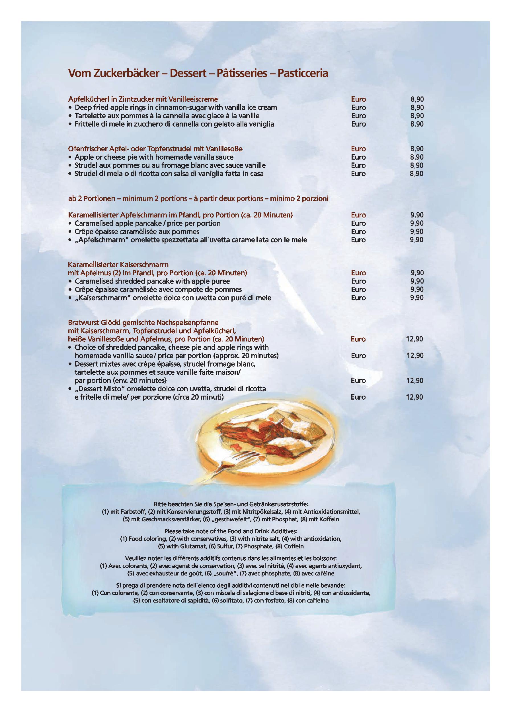 Speisekarte Nürnberger Bratwurst Glöckl am Dom in München, Seite 16