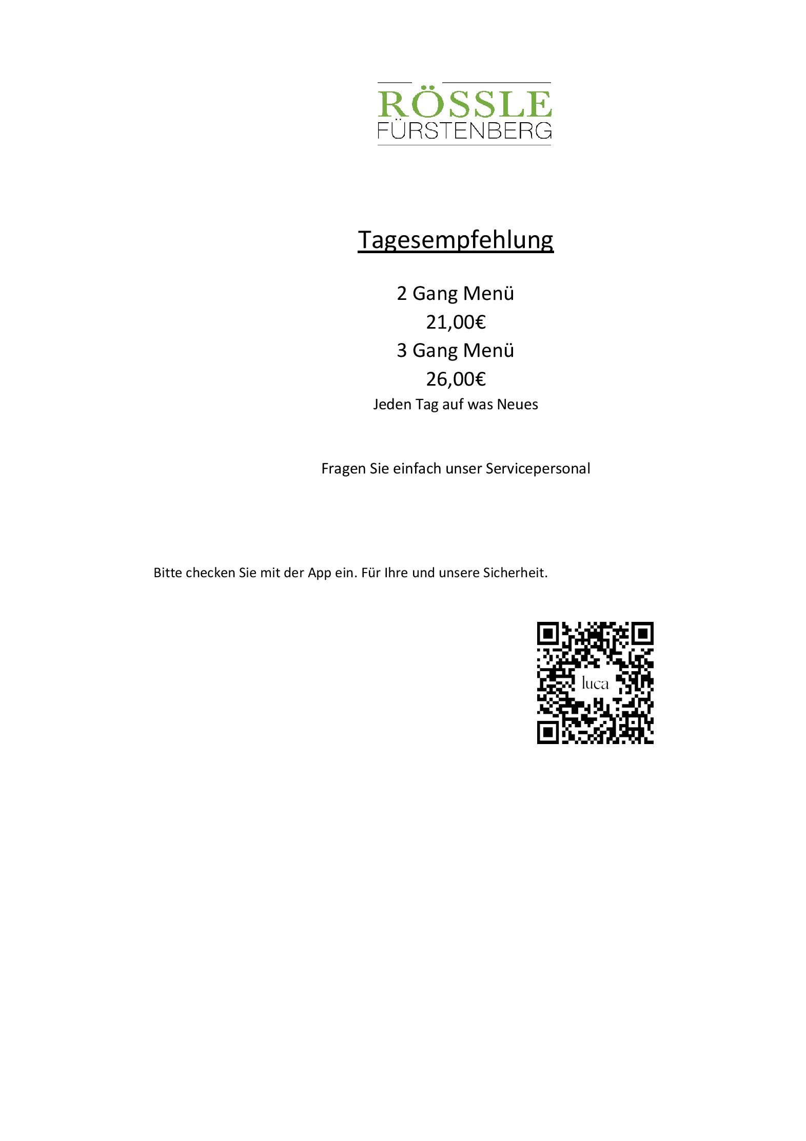 Speisekarte Hotel Gasthof zum Rössle in Hüfingen, Seite 2
