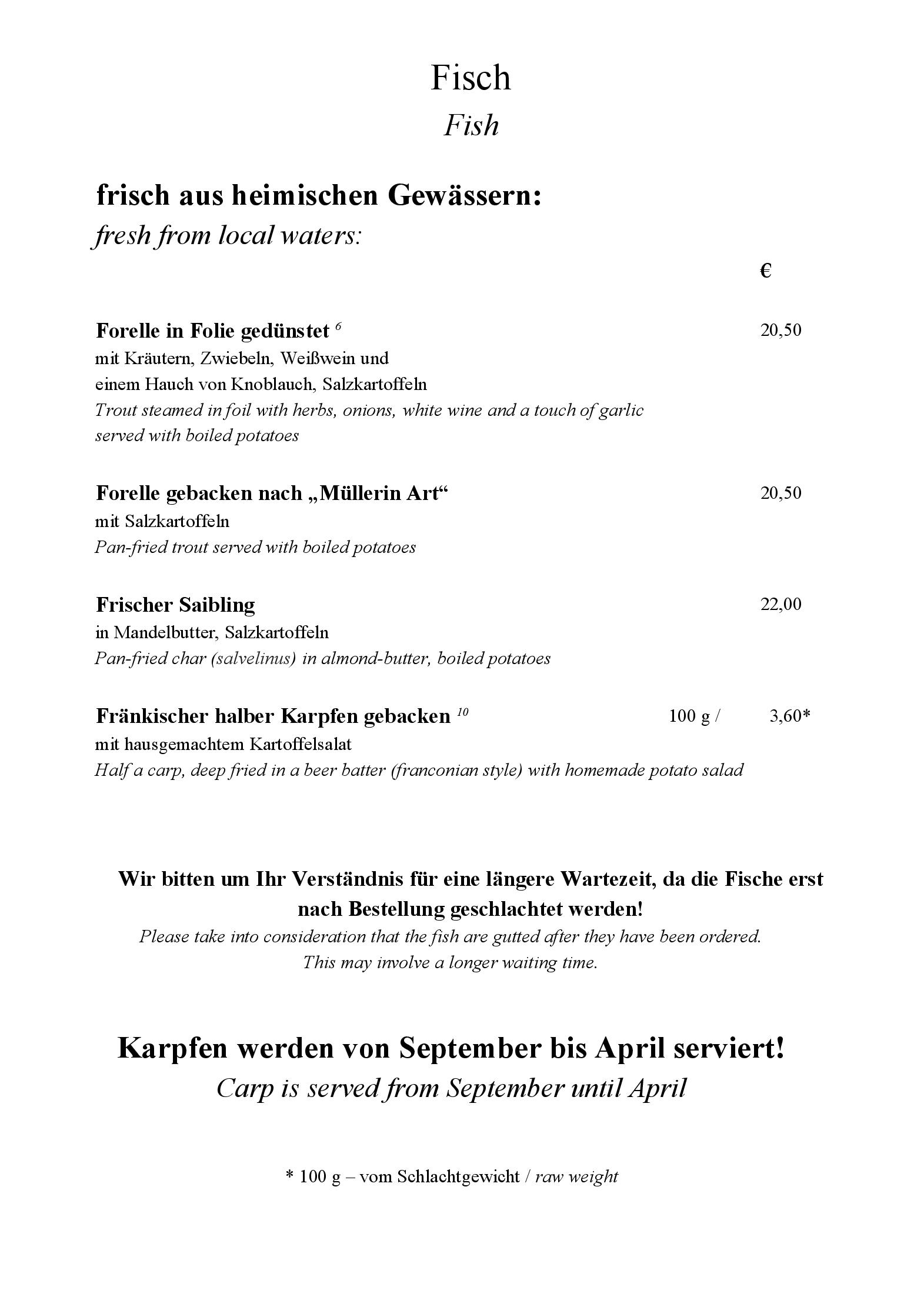 Speisekarte Hotel, Restaurant & Camping Bauer Keller in Greding, Seite 3