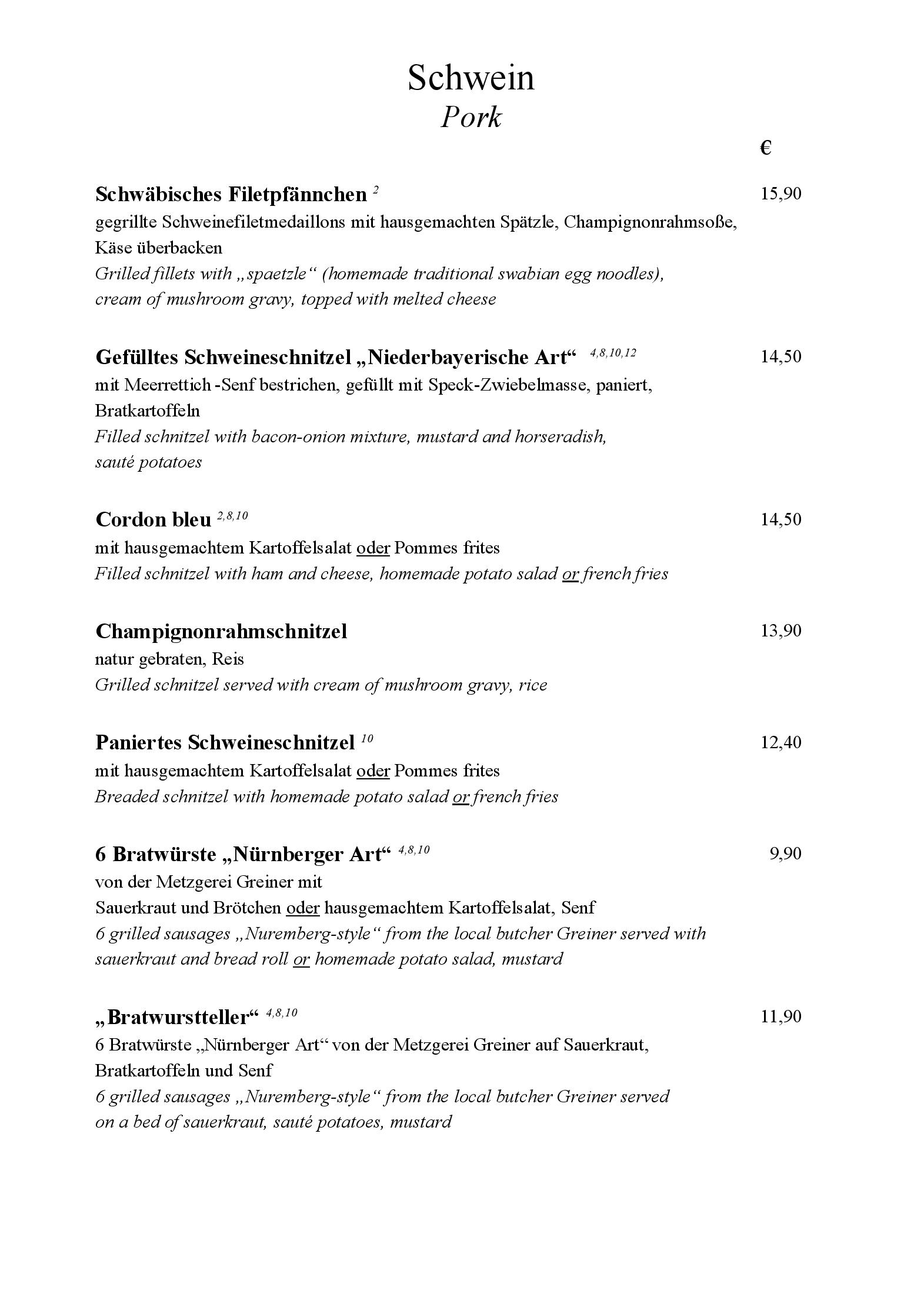 Speisekarte Hotel, Restaurant & Camping Bauer Keller in Greding, Seite 4
