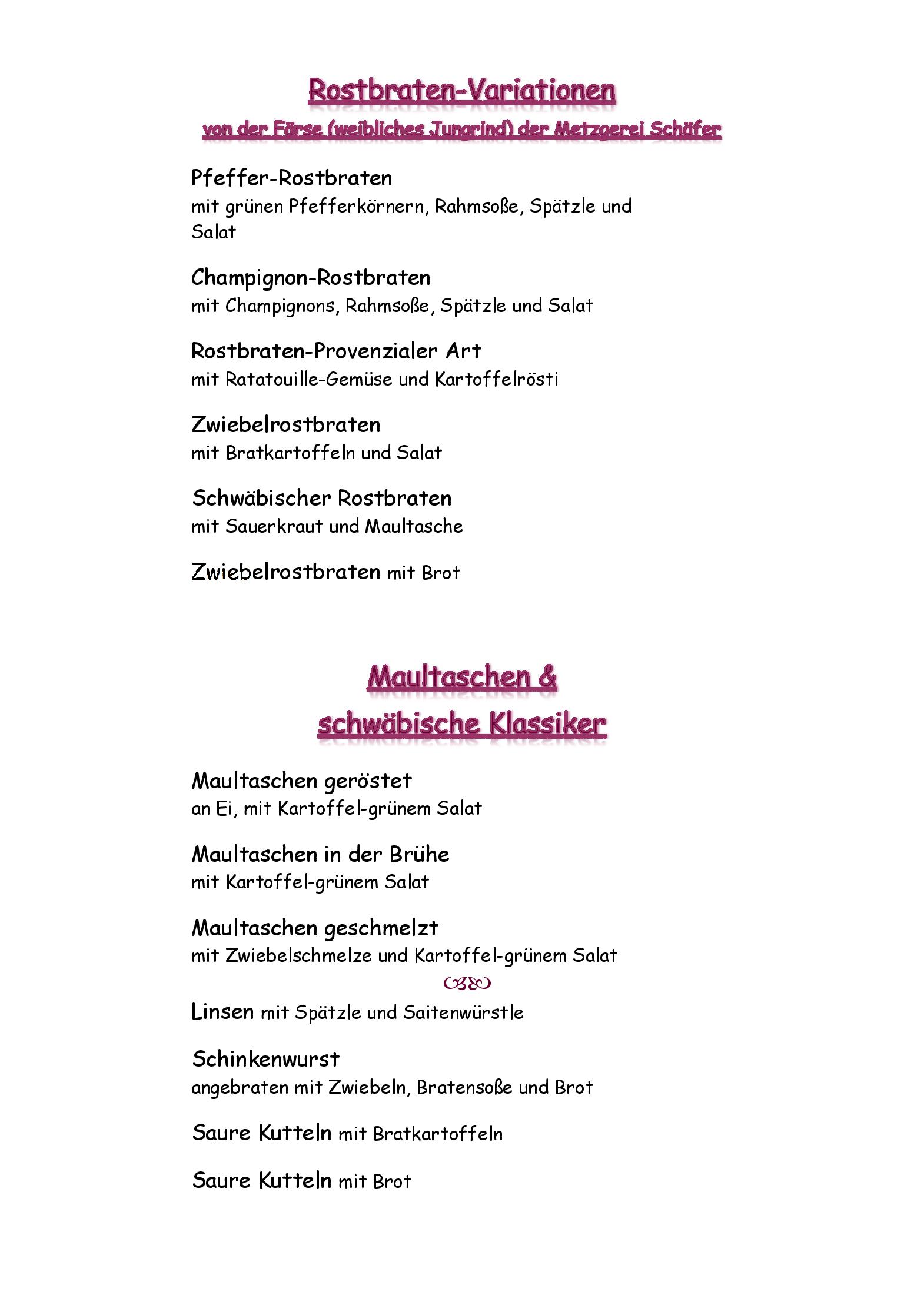 Speisekarte Weinstube Anker in Weinstadt, Seite 3