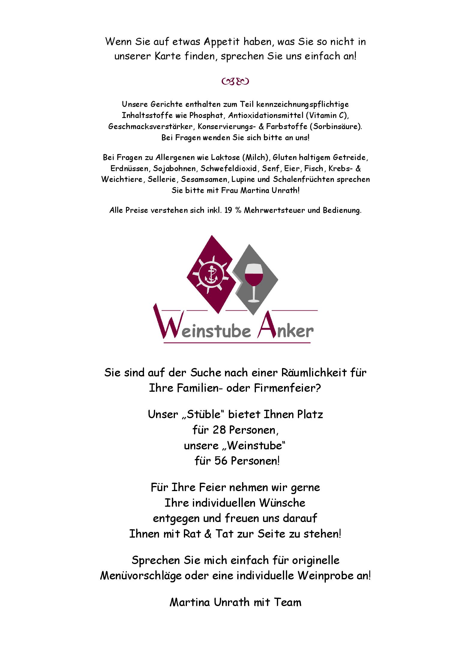 Speisekarte Weinstube Anker in Weinstadt, Seite 6