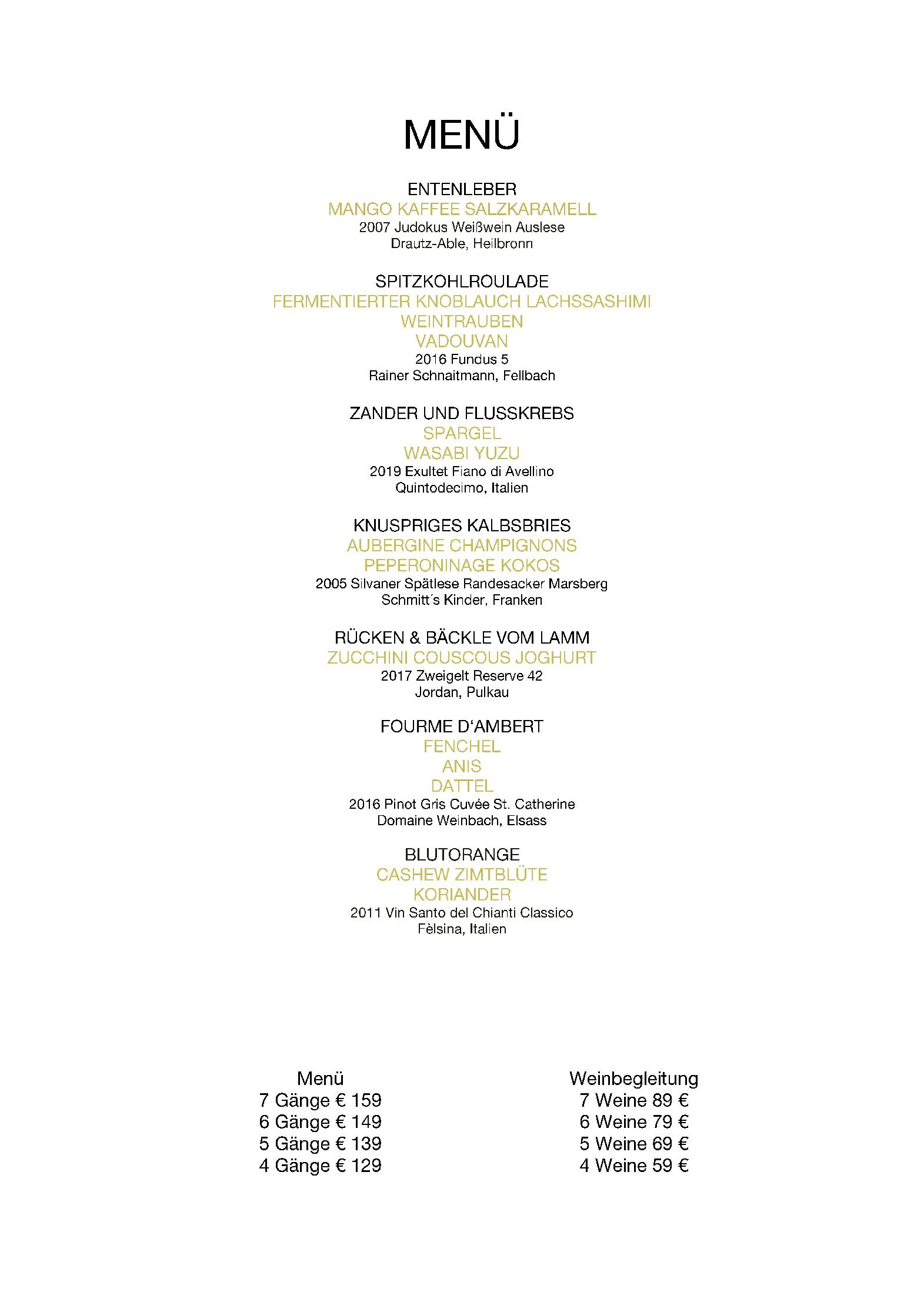 Speisekarte Gourmetrestaurant Berlins Krone in Bad Teinach-Zavelstein, Seite 9