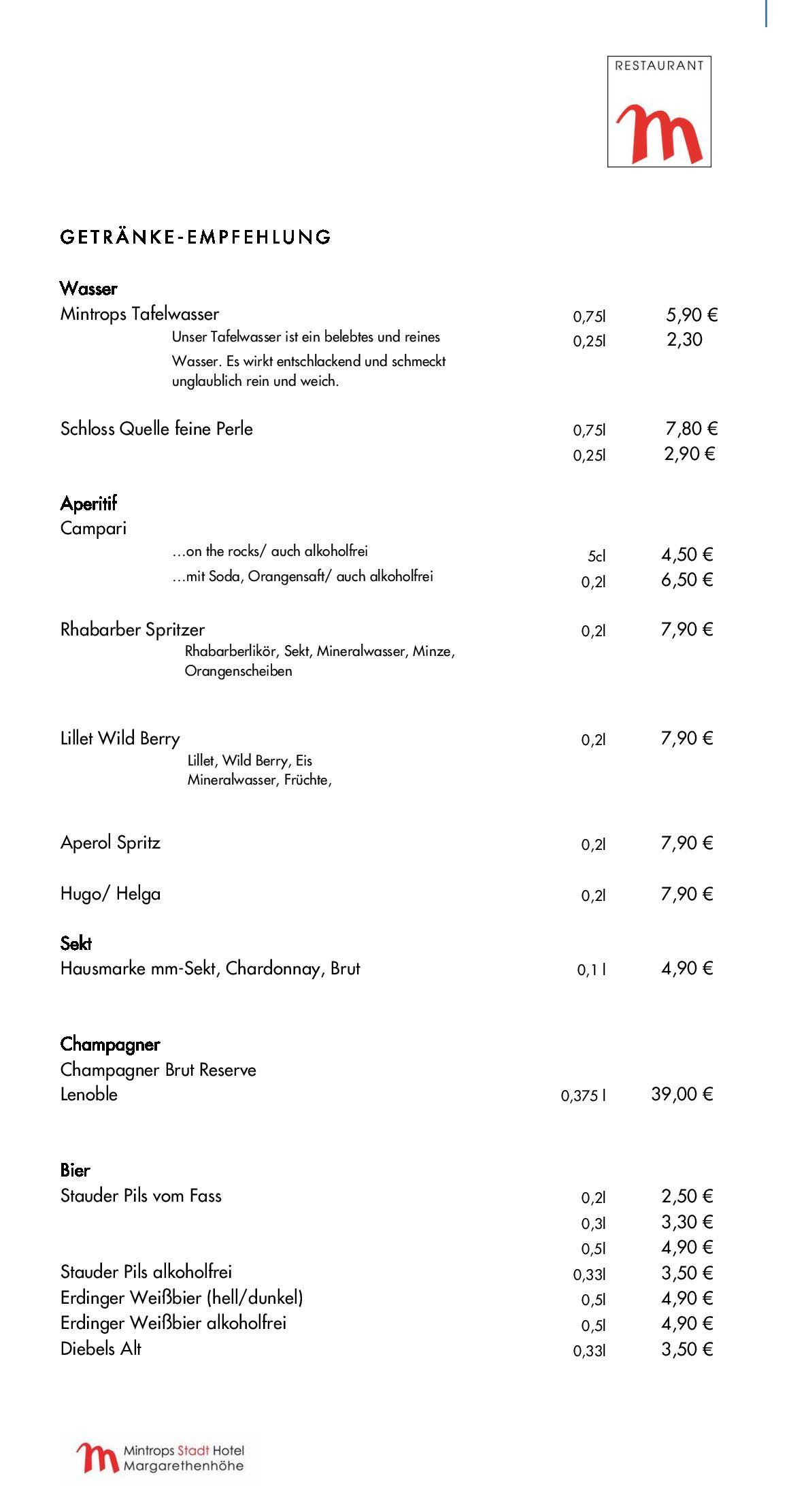 Speisekarte Mintrops Stadt Hotel - Restaurant M in Essen, Seite 95