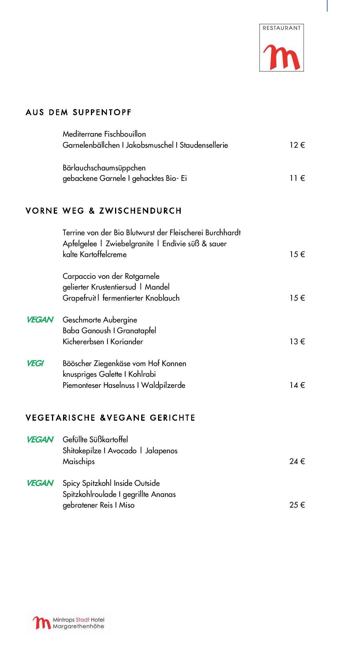 Speisekarte Mintrops Stadt Hotel - Restaurant M in Essen, Seite 98