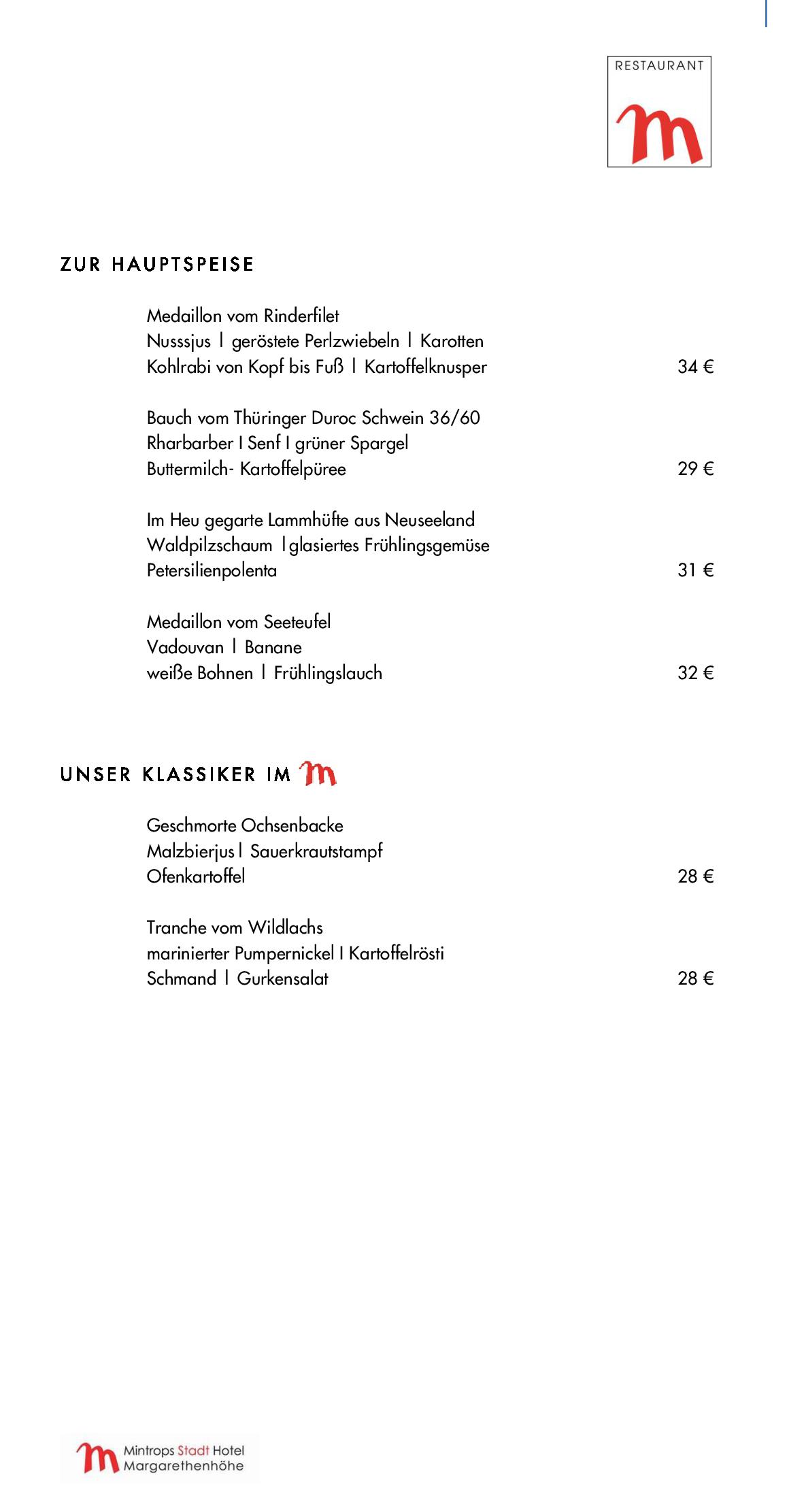 Speisekarte Mintrops Stadt Hotel - Restaurant M in Essen, Seite 99