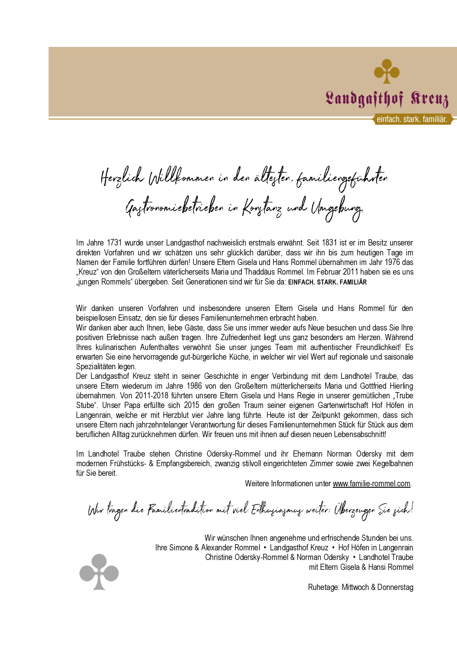 Speisekarte Landgasthof Kreuz in Konstanz, Seite 7