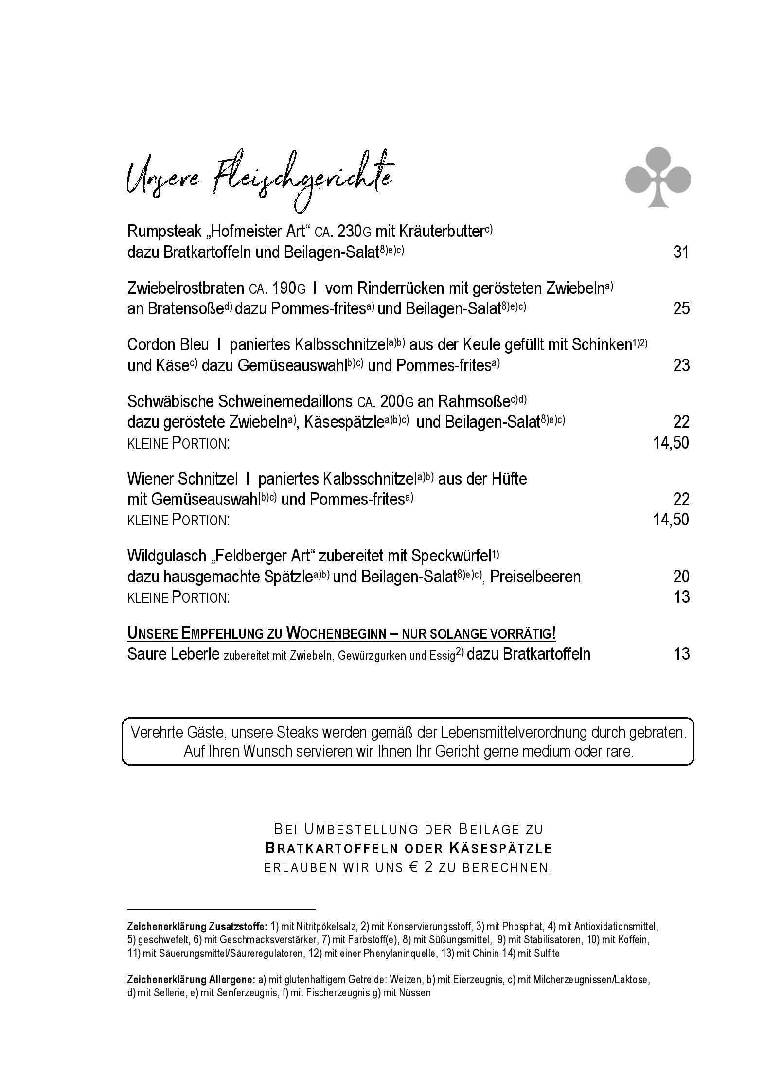Speisekarte Landgasthof Kreuz in Konstanz, Seite 12
