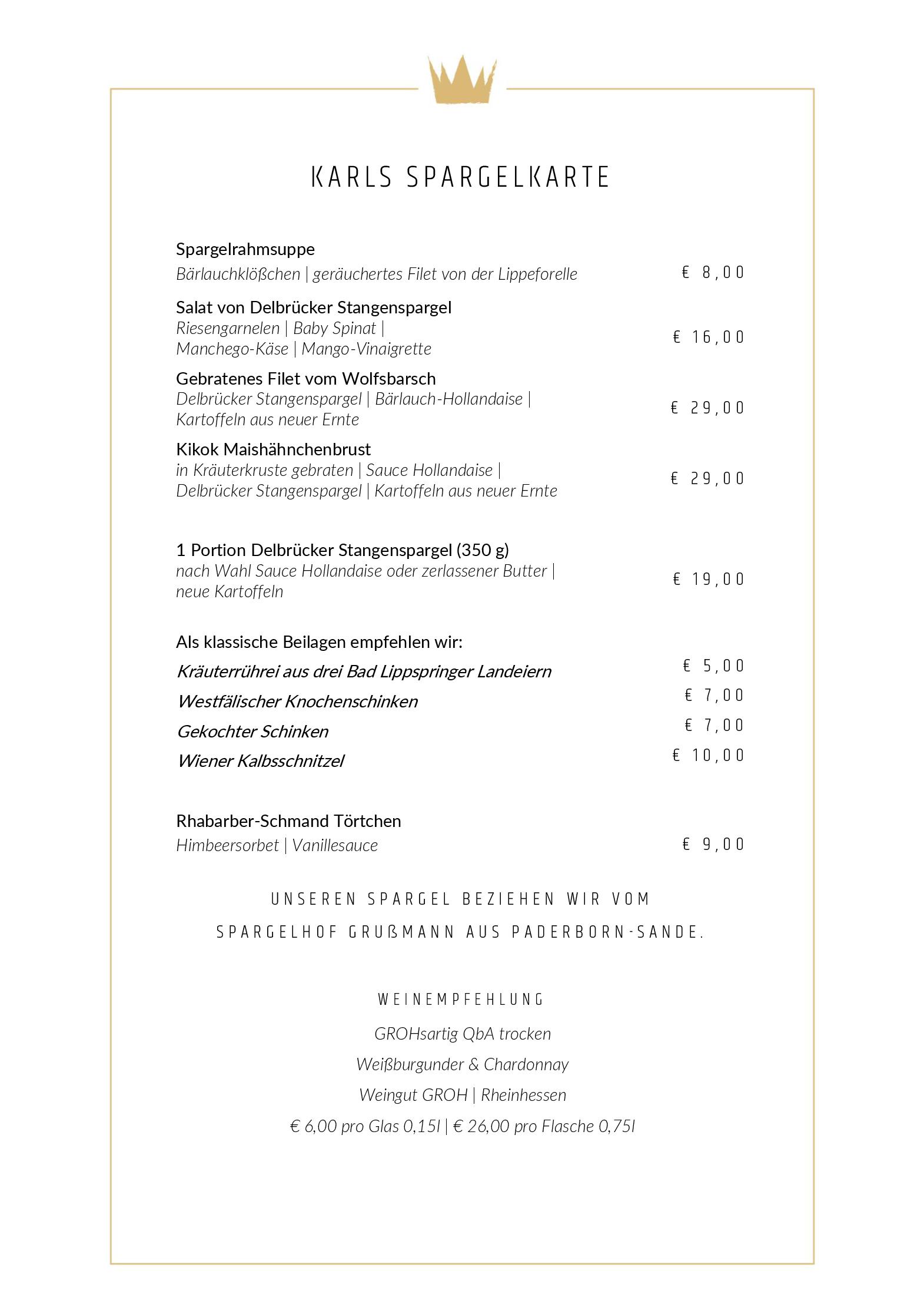 Speisekarte karl - Restaurant am Park  in Bad Lippspringe, Seite 6