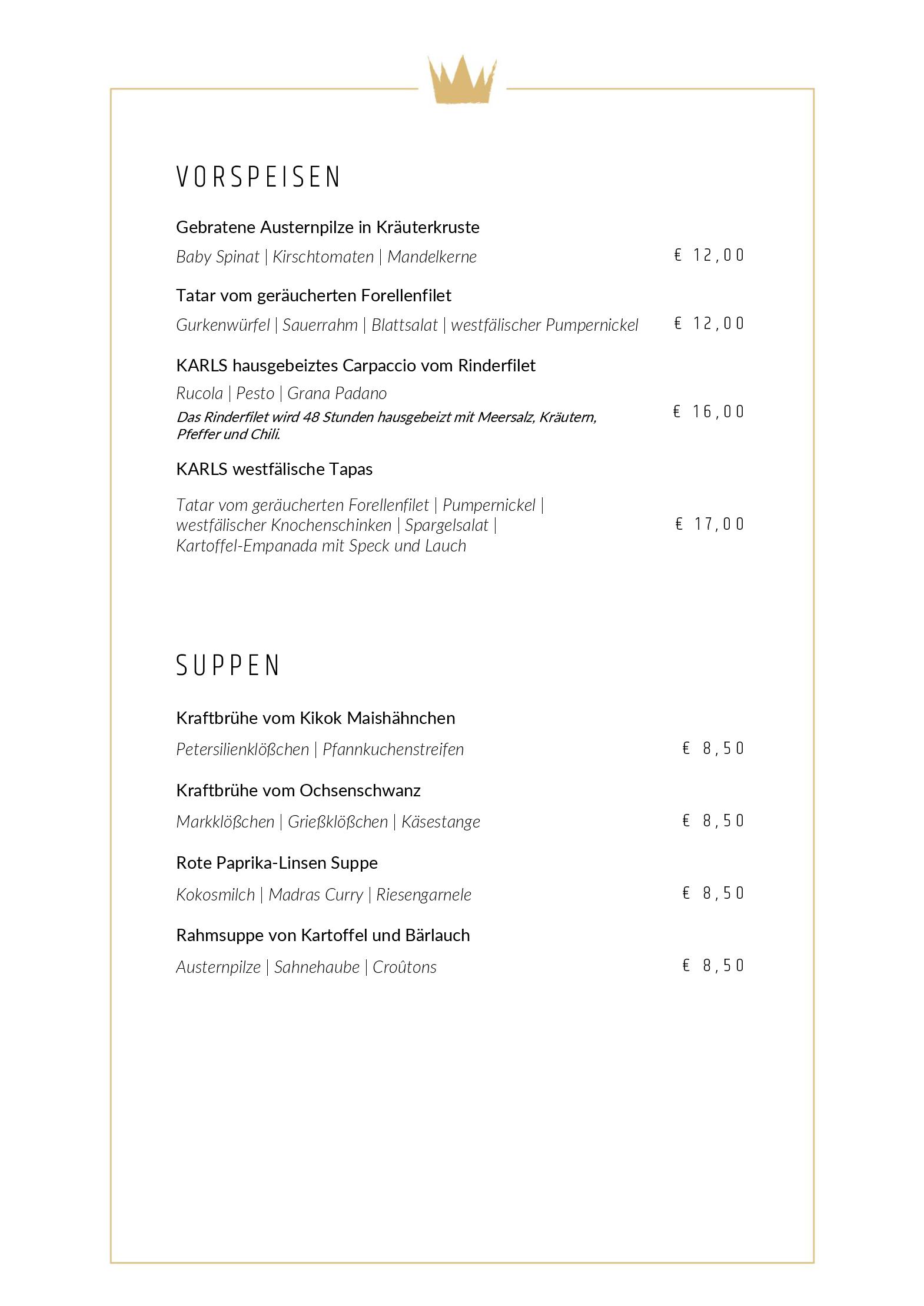 Speisekarte karl - Restaurant am Park  in Bad Lippspringe, Seite 7