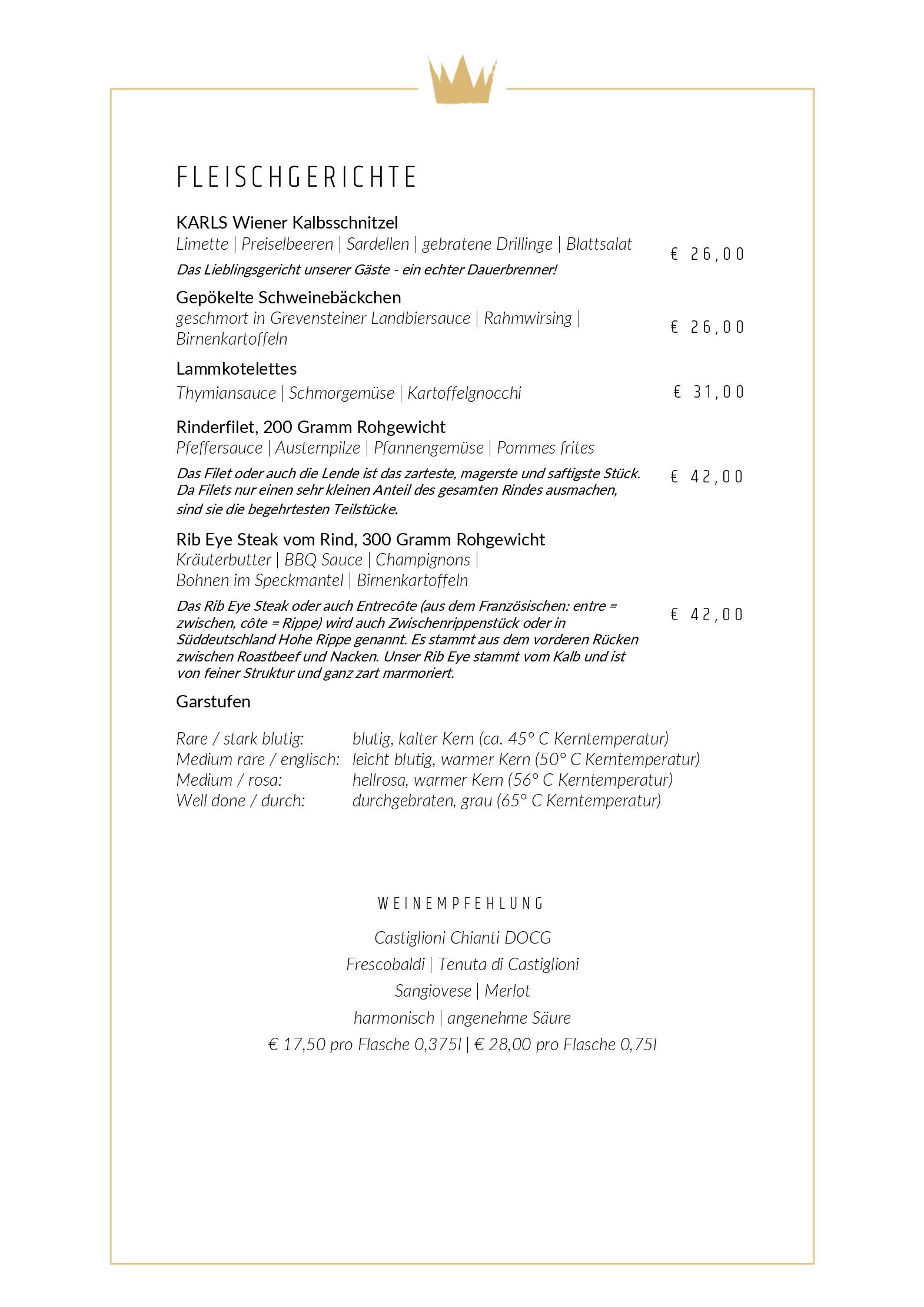 Speisekarte karl - Restaurant am Park  in Bad Lippspringe, Seite 9