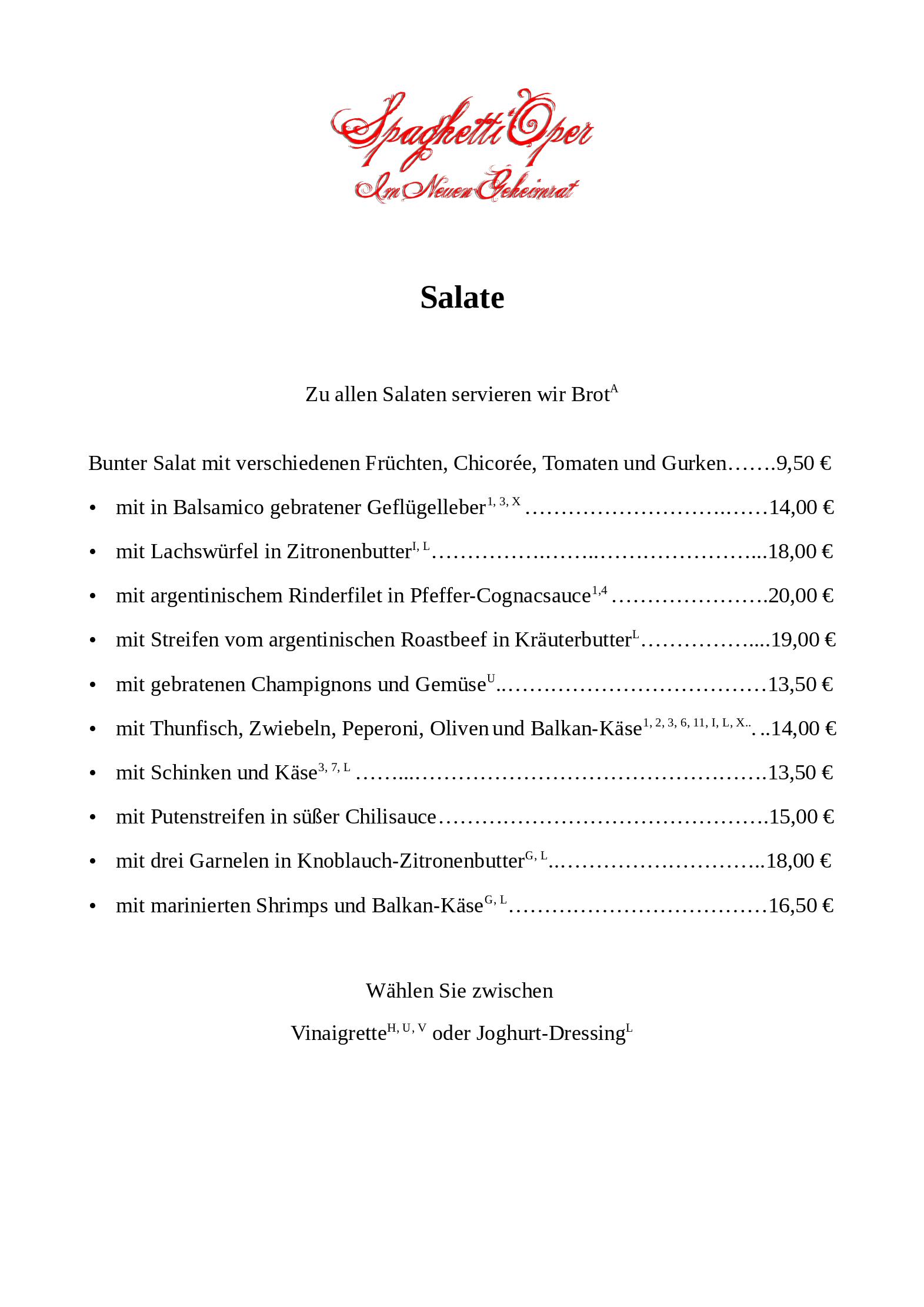 Speisekarte Spaghetti Oper in Mannheim, Seite 5