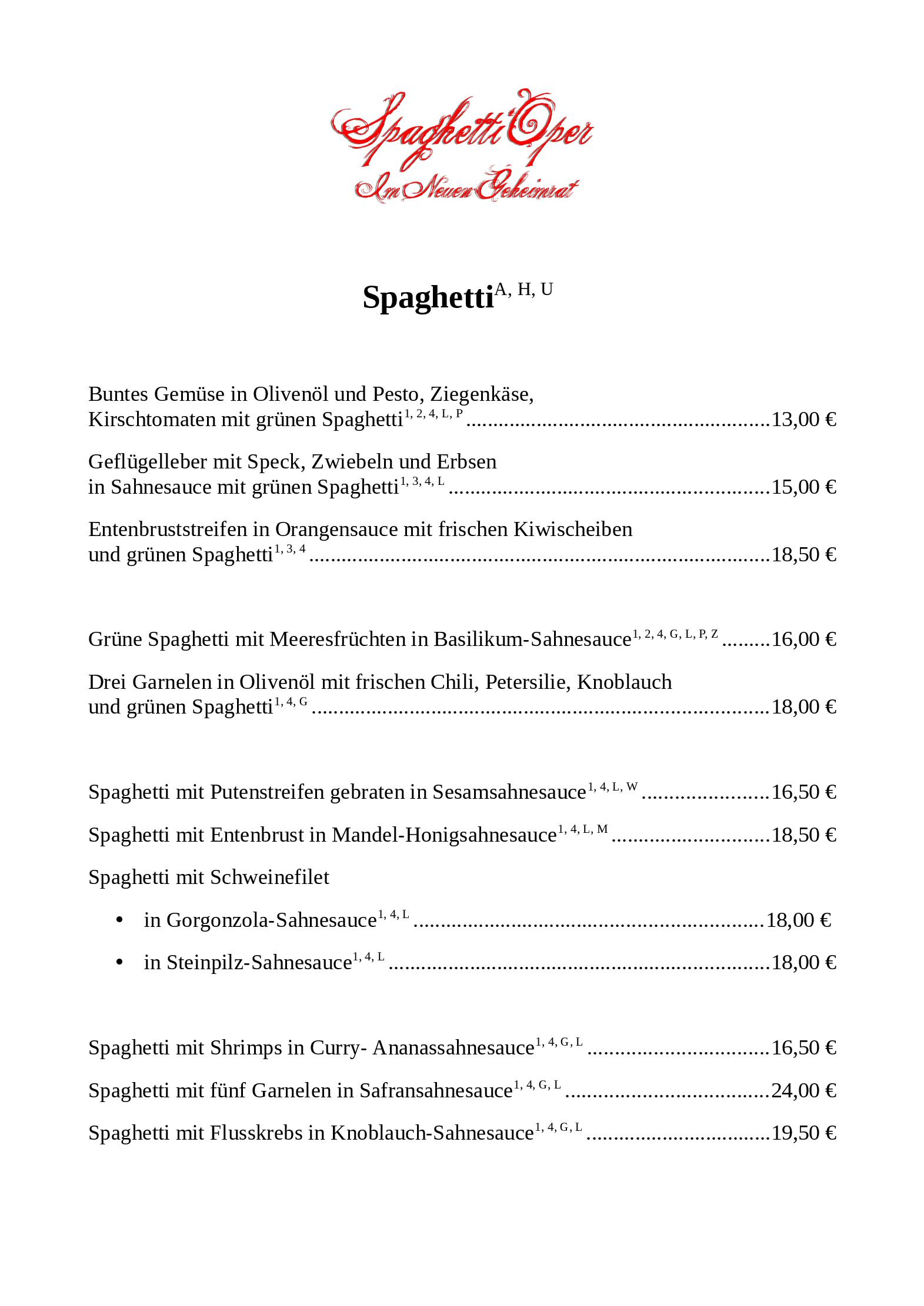Speisekarte Spaghetti Oper in Mannheim, Seite 7