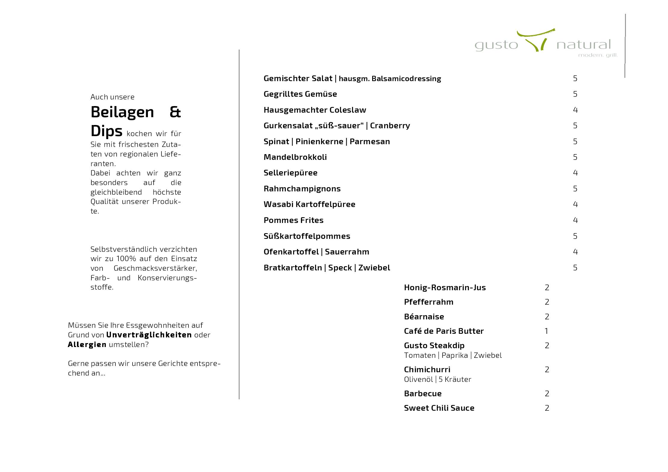 Speisekarte Gusto Natural modern. grill. in Nürnberg, Seite 4