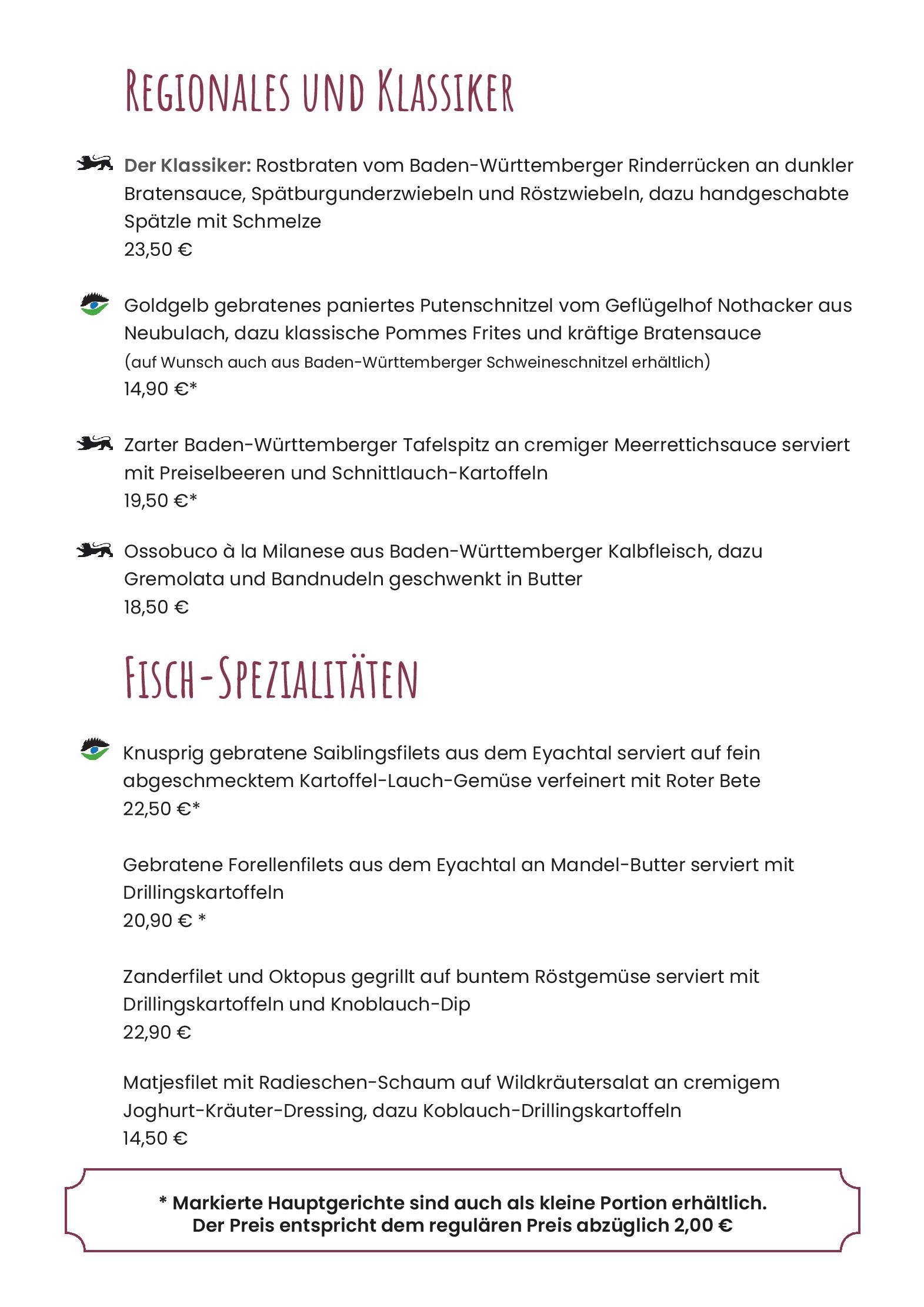 Speisekarte Parkrestaurant im Kurhaus in Bad Liebenzell, Seite 4